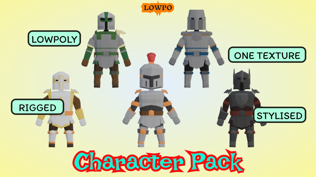 Media 1 for listing LOWPO: Low Poly Medieval Knight Characters Pack
