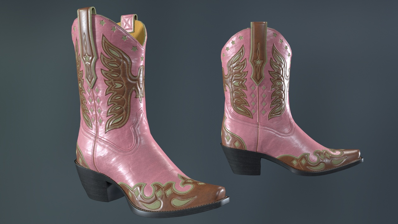 Media 1 for listing Eagle Star Cowboy Pink Boots