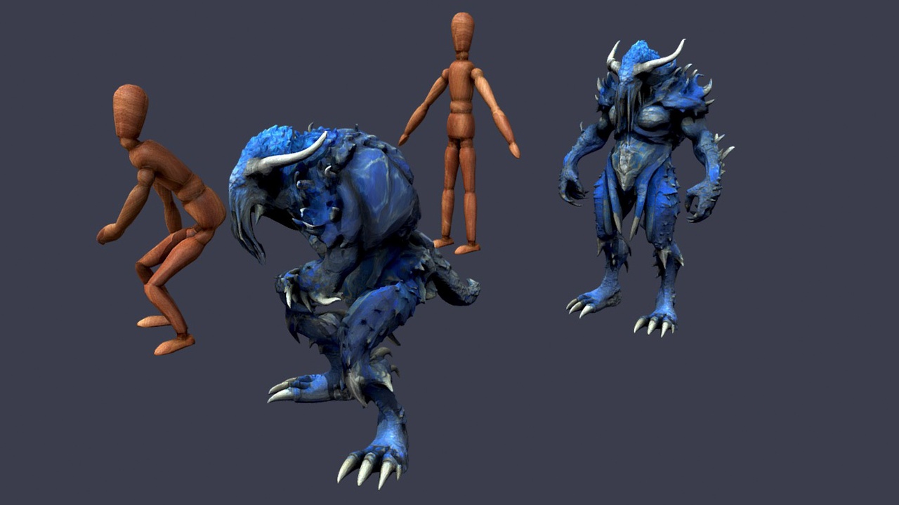 Media 1 for listing Character Monster Humanoid Animated Blue Dragon