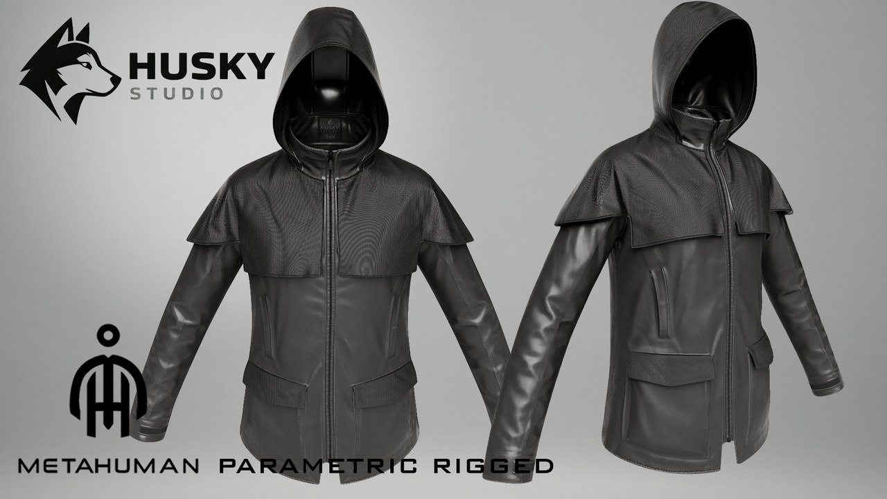 Media 1 for listing Hooded Jacket - 68 - Parametric - Metahuman - MHPKG outfit - MH Rigged