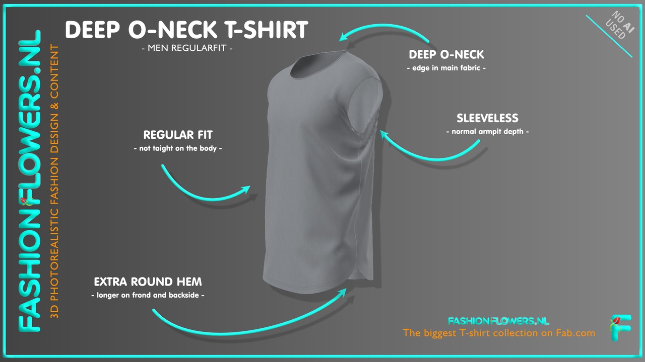 Media 1 for listing Gray Colour Extra Round Hem Sleeveless Deep Round Neck T-shirt | O-Neck Tshirt