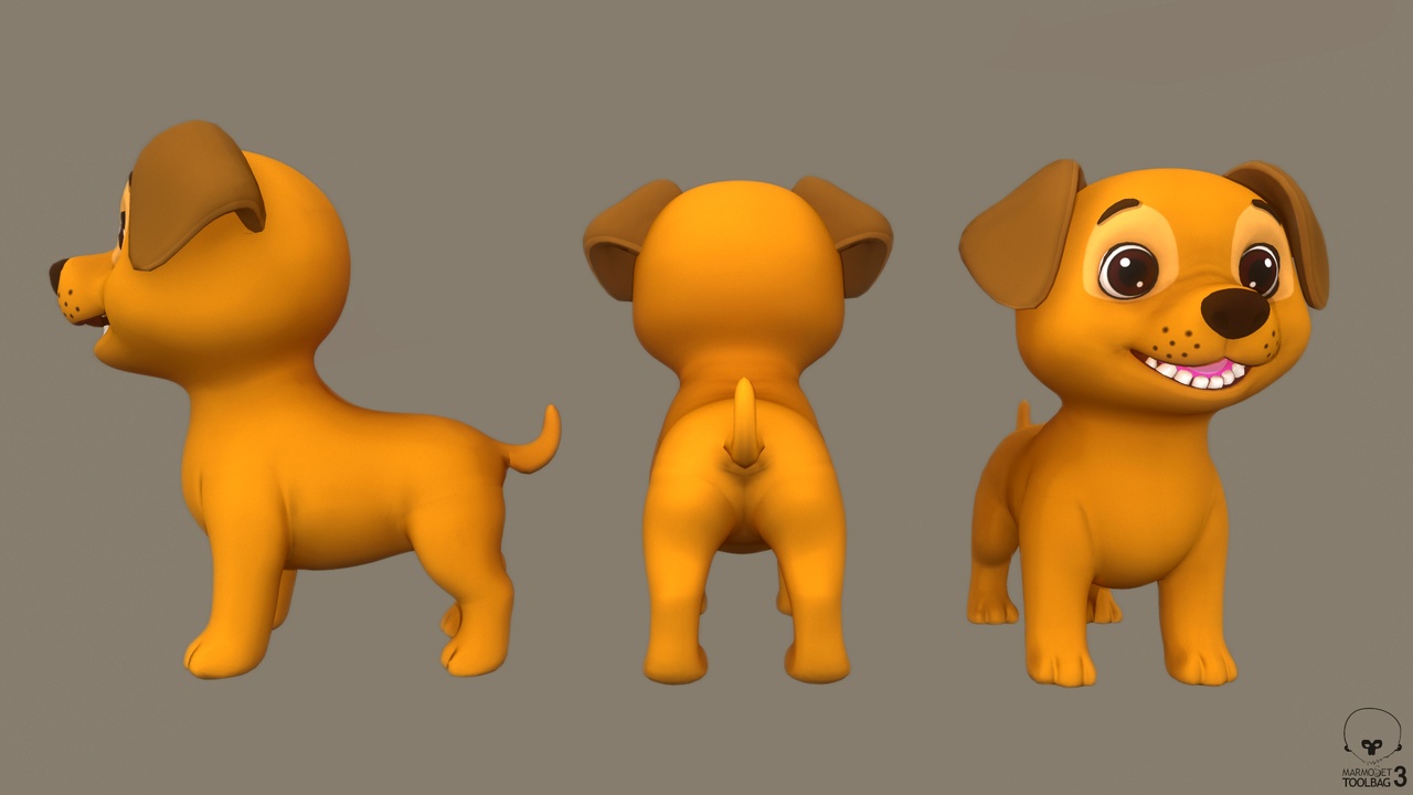 Media 1 for listing Free Cute Brown Casual Dog Game Asset low-poly 3D model