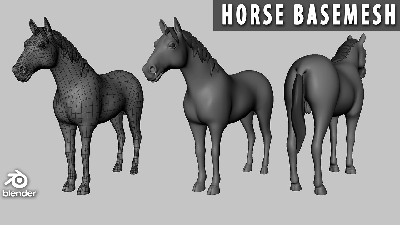 Media 1 for listing Horse  - Topology + UV Map