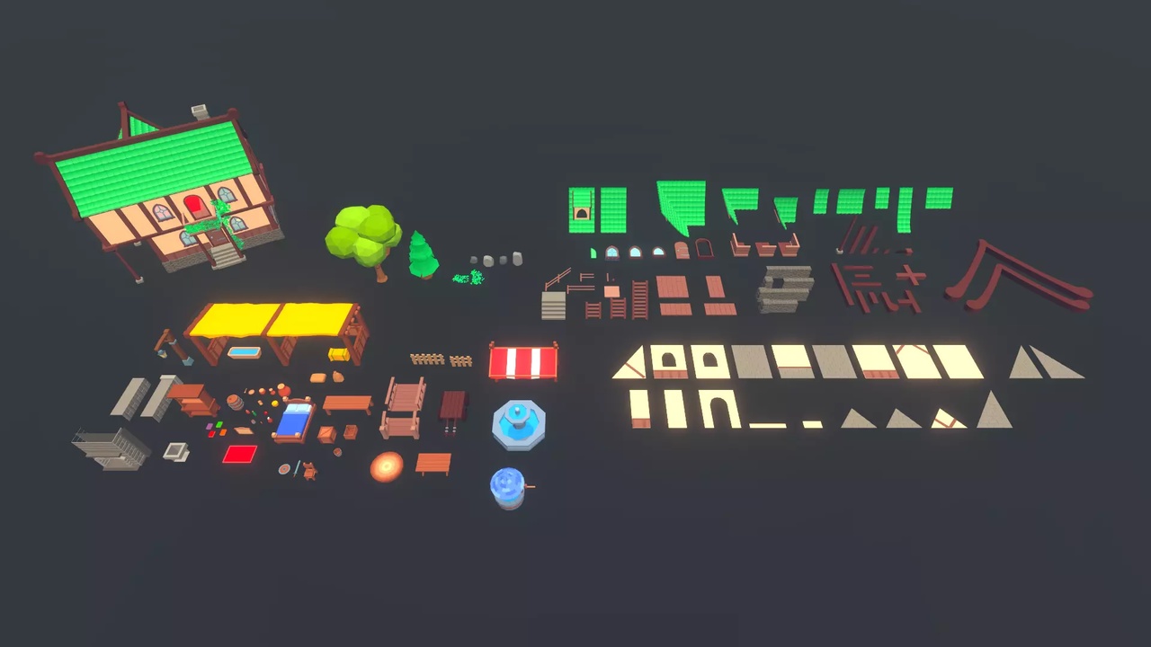 Media 1 for listing Low Poly Town Construction Kit | Modular House And Props
