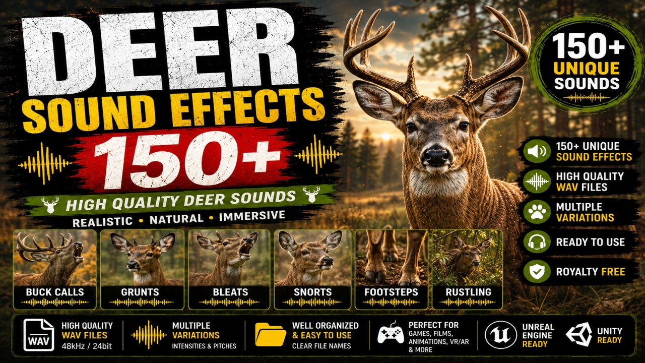 Media 1 for listing Deer Sounds 150+ Sound Effects FX – High-Quality Deer Calls & Wildlife Sounds