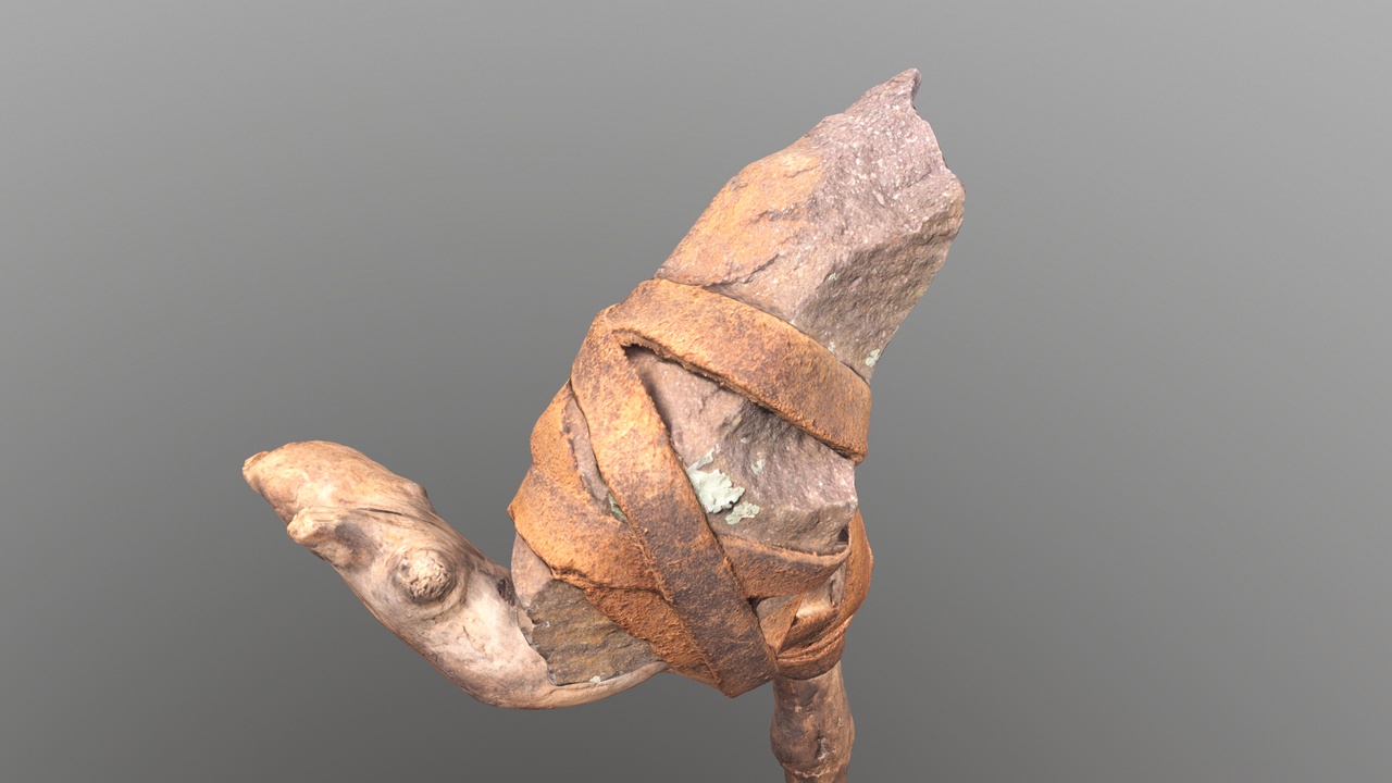 Media 1 for listing Prehistoric wooden club featuring a stone