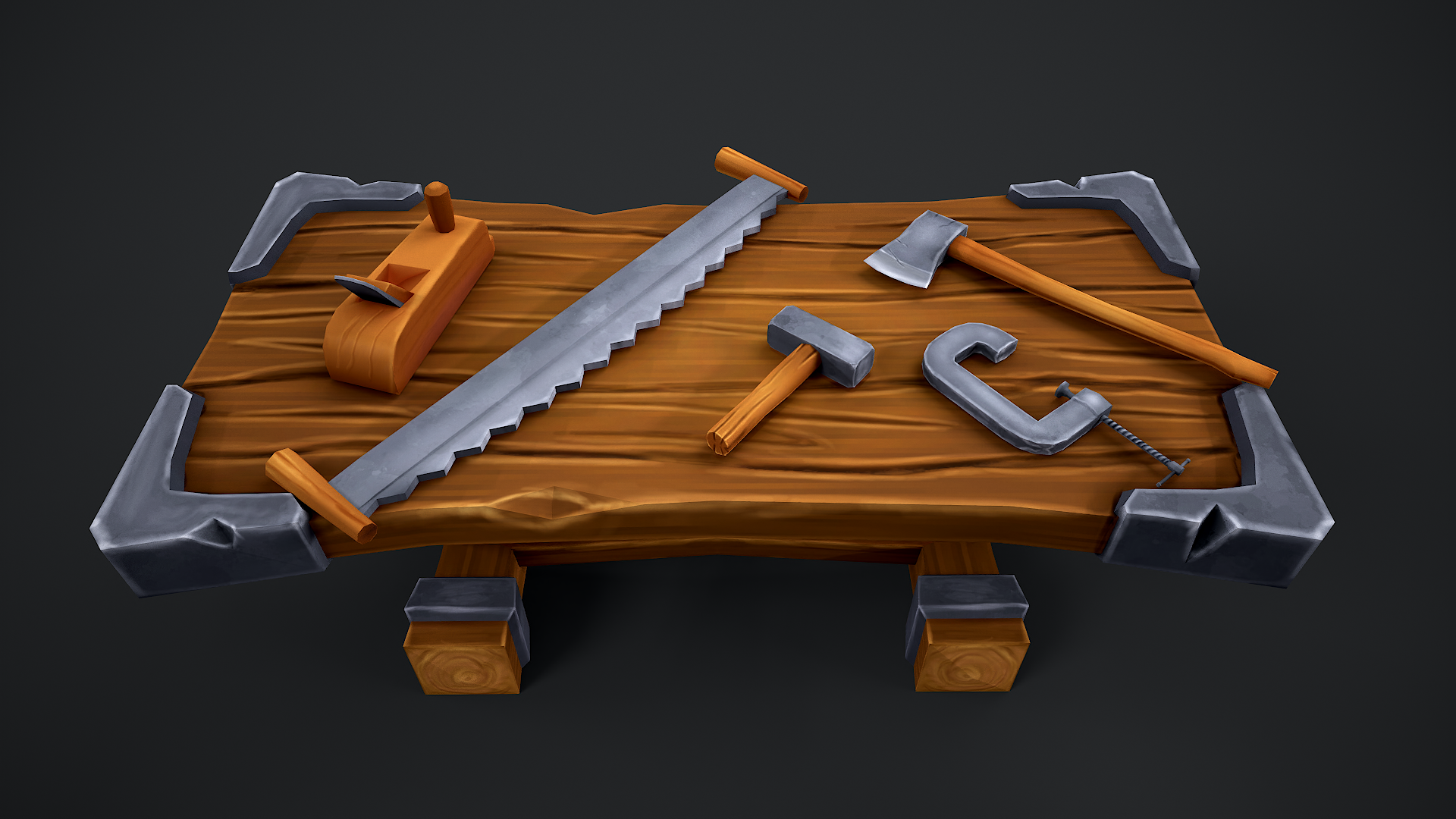 Stylized Carpentry Bench table tools | Fab