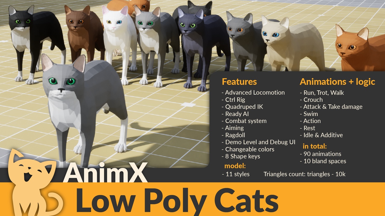 商品 AnimX: Low Poly Cats 的媒体 1
