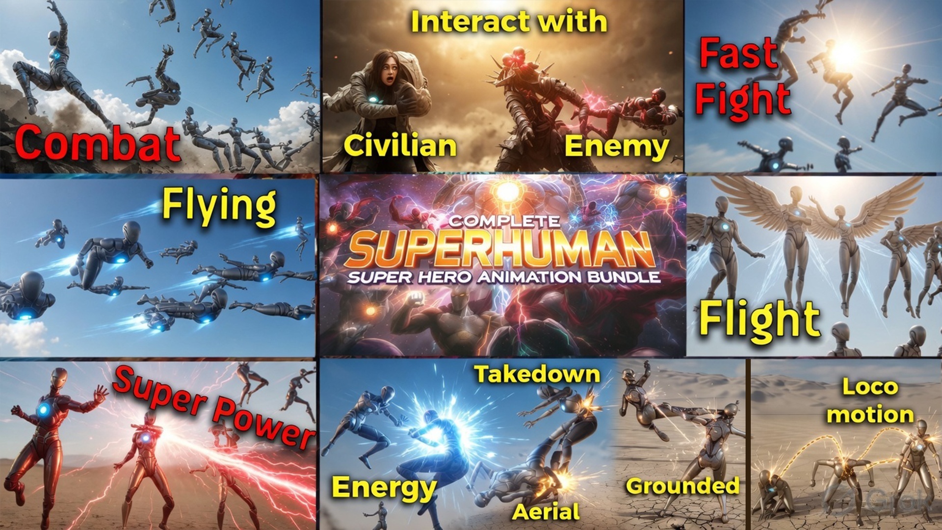 Media 1 for listing Ultimate Superhero Complete Animations Bundle