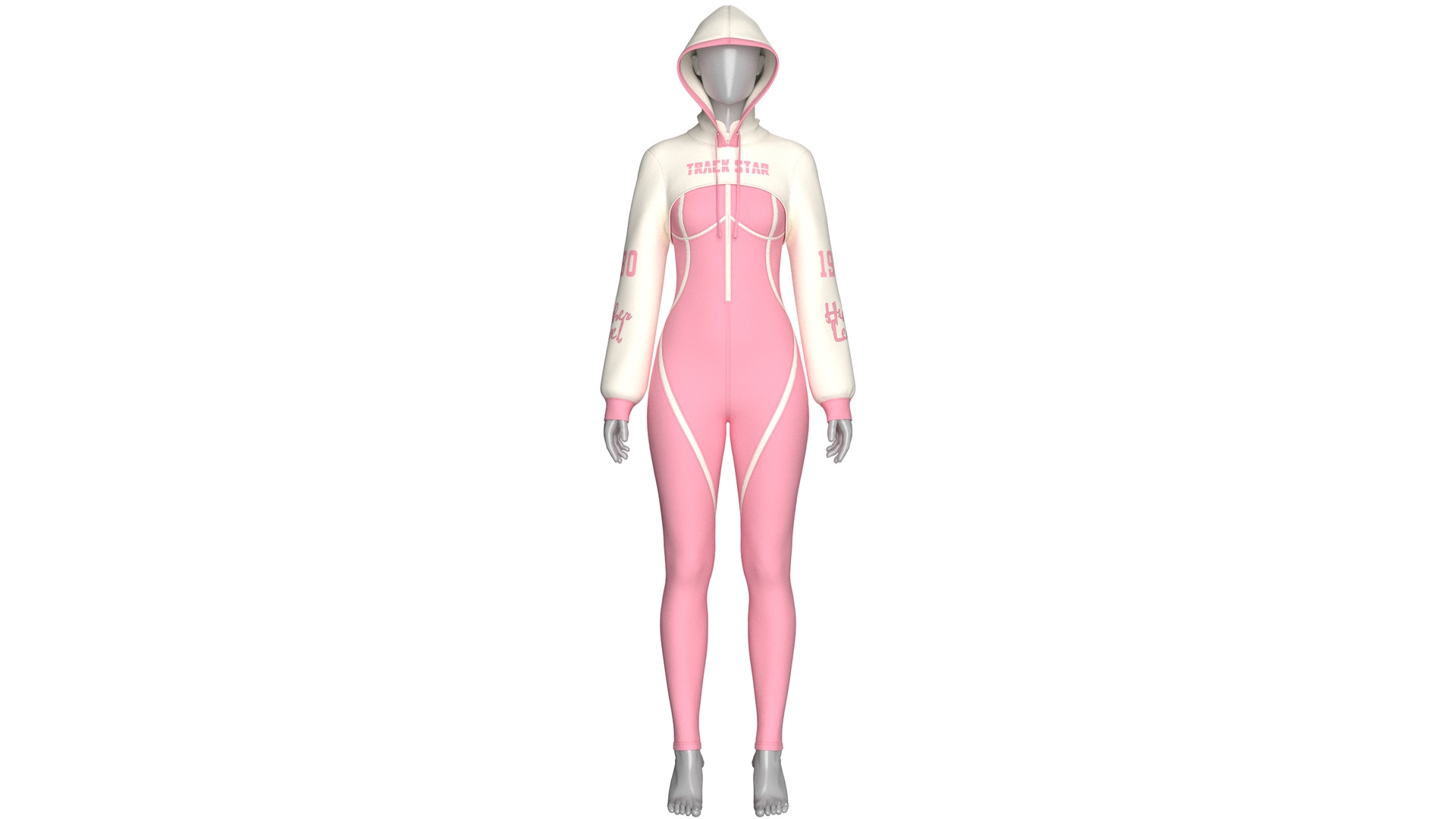 Media 1 for listing Girls Half - Zip Jumpsuit With Layered Crop Hoodie | High Poly