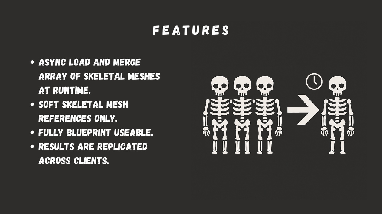 Media 1 for listing Easy Skeletal Mesh Merge Async