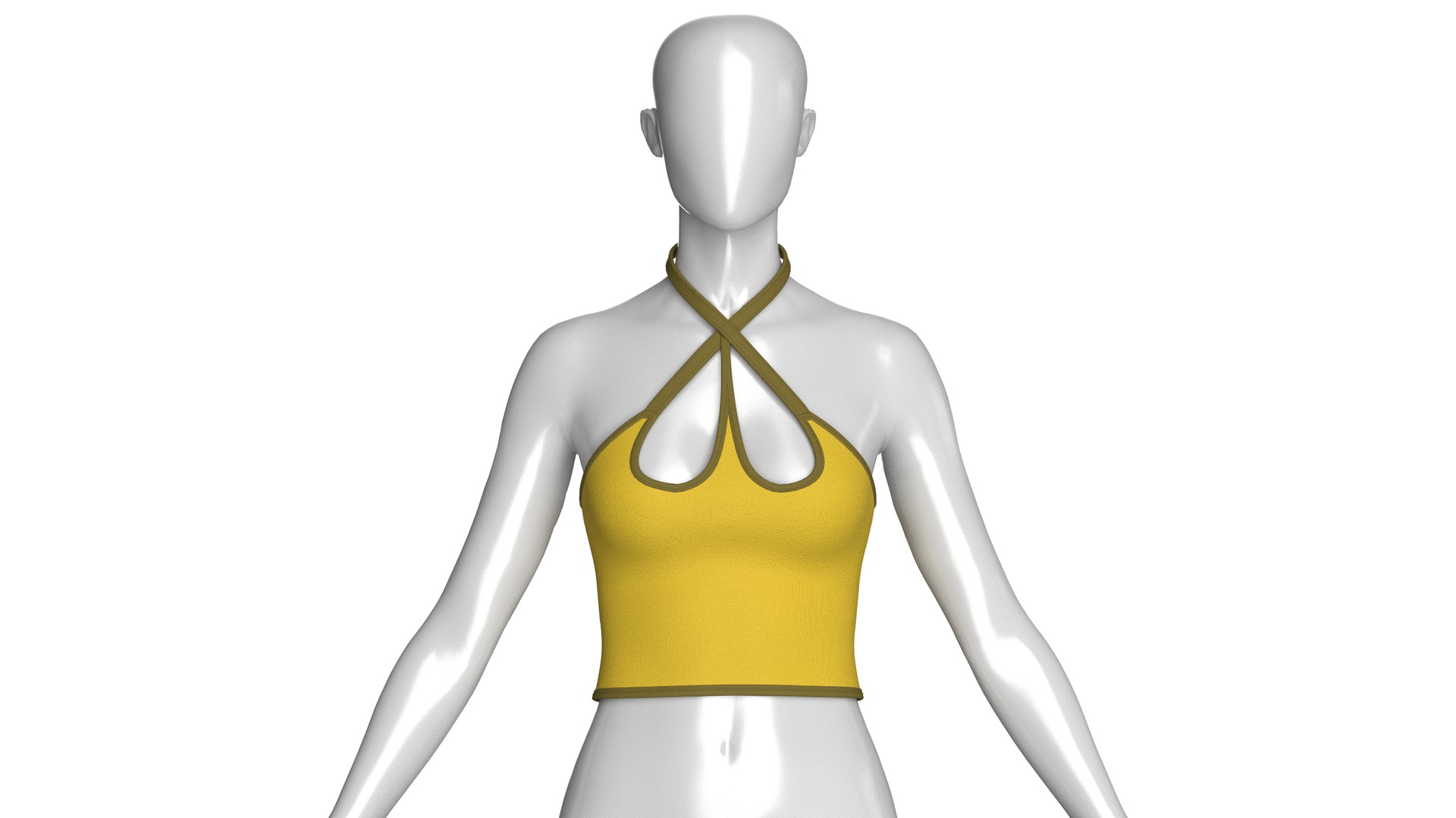 Media 1 for listing Girls Cross Halter Keyhole Crop Top | High Poly
