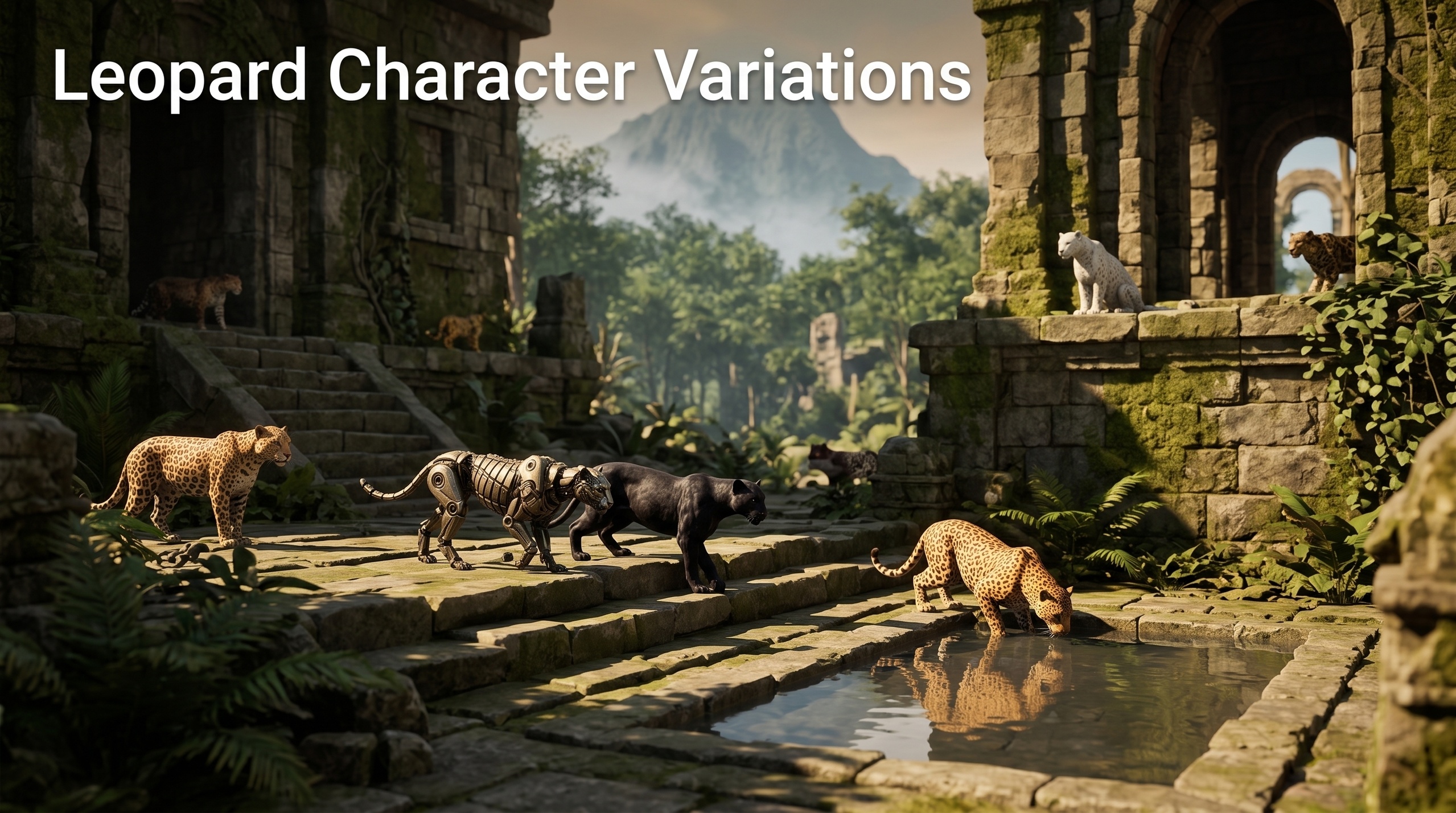 Media 1 for listing Leopard Character Variations 3D Asset Pack