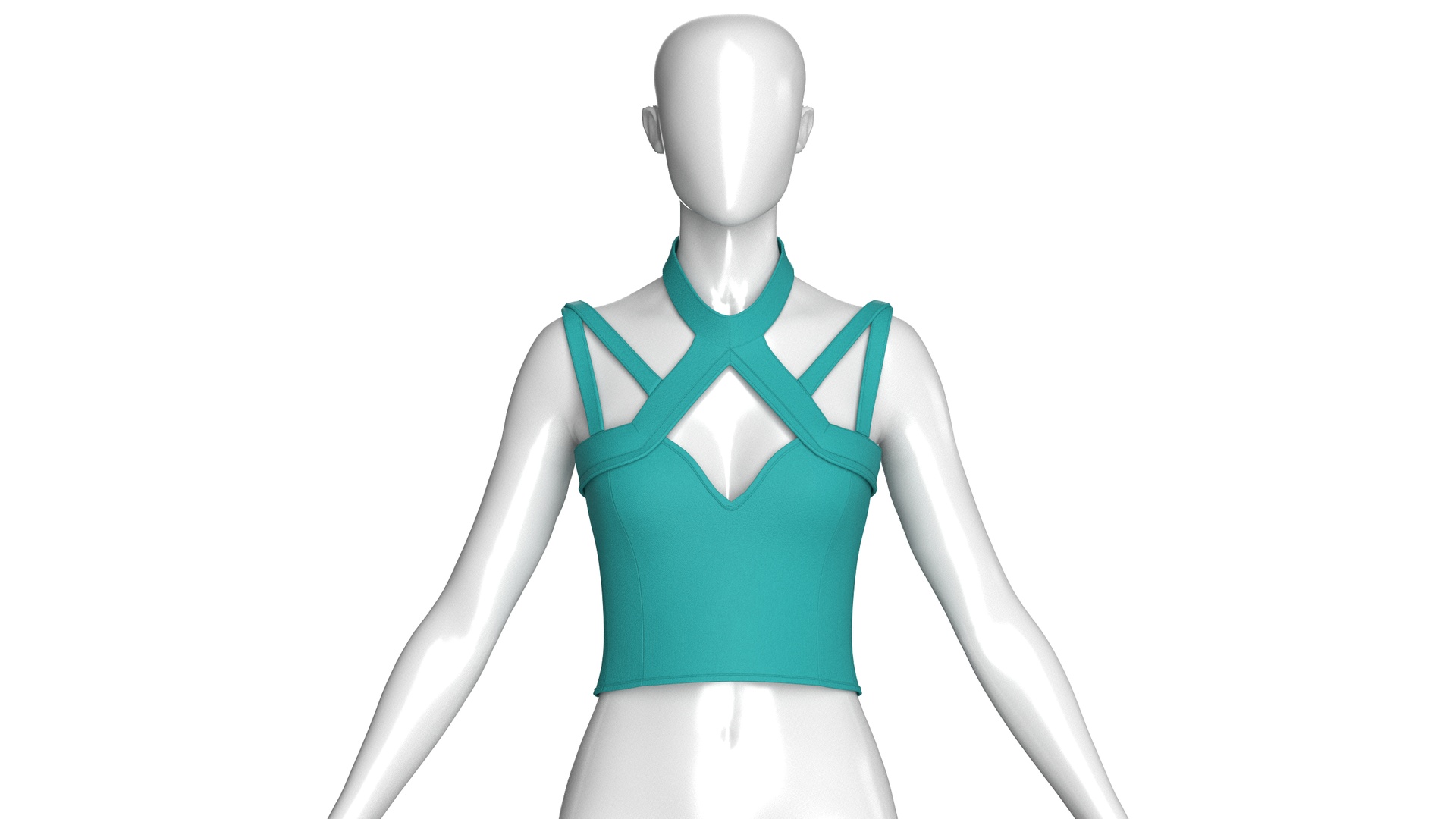 Media 1 for listing Girls Cross Halter Cut Out Crop Top | High Poly