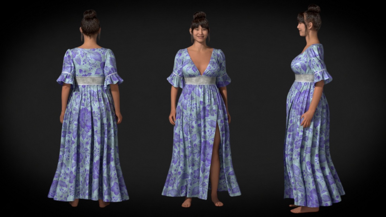 Media 1 for listing Parametric Bohemian Floral Maxi Dress – MetaHuman Compatible