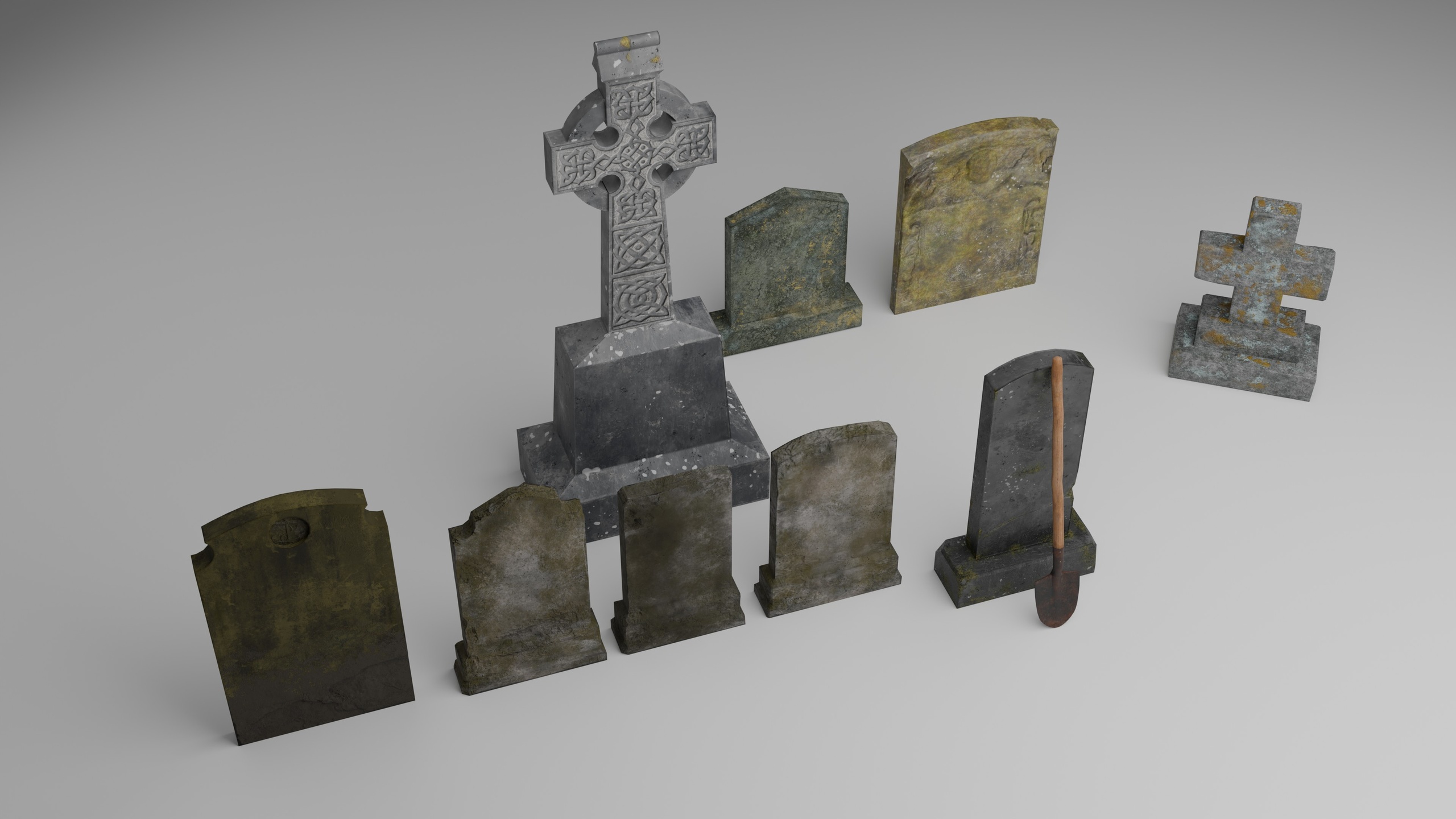 Media 1 for listing Old Mossy Gravestones Tombstones Set