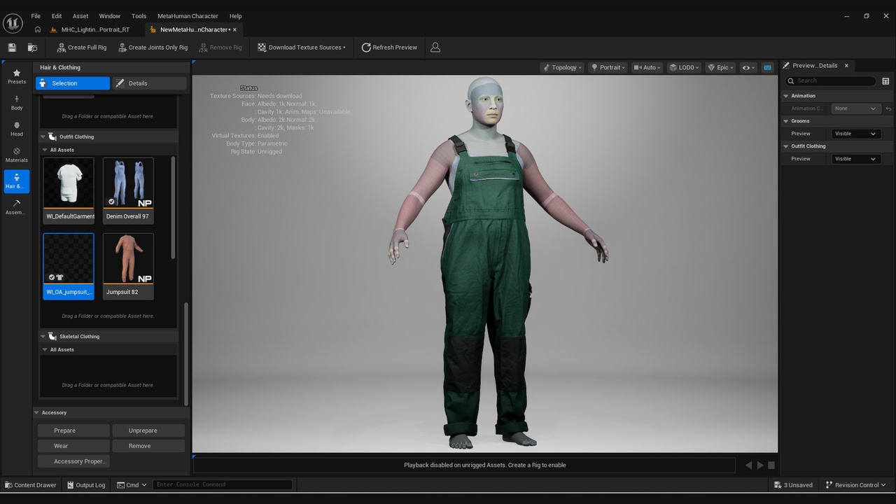 Media 1 for listing 3D Overalls Collection for Metahumans 1 - MHPKG