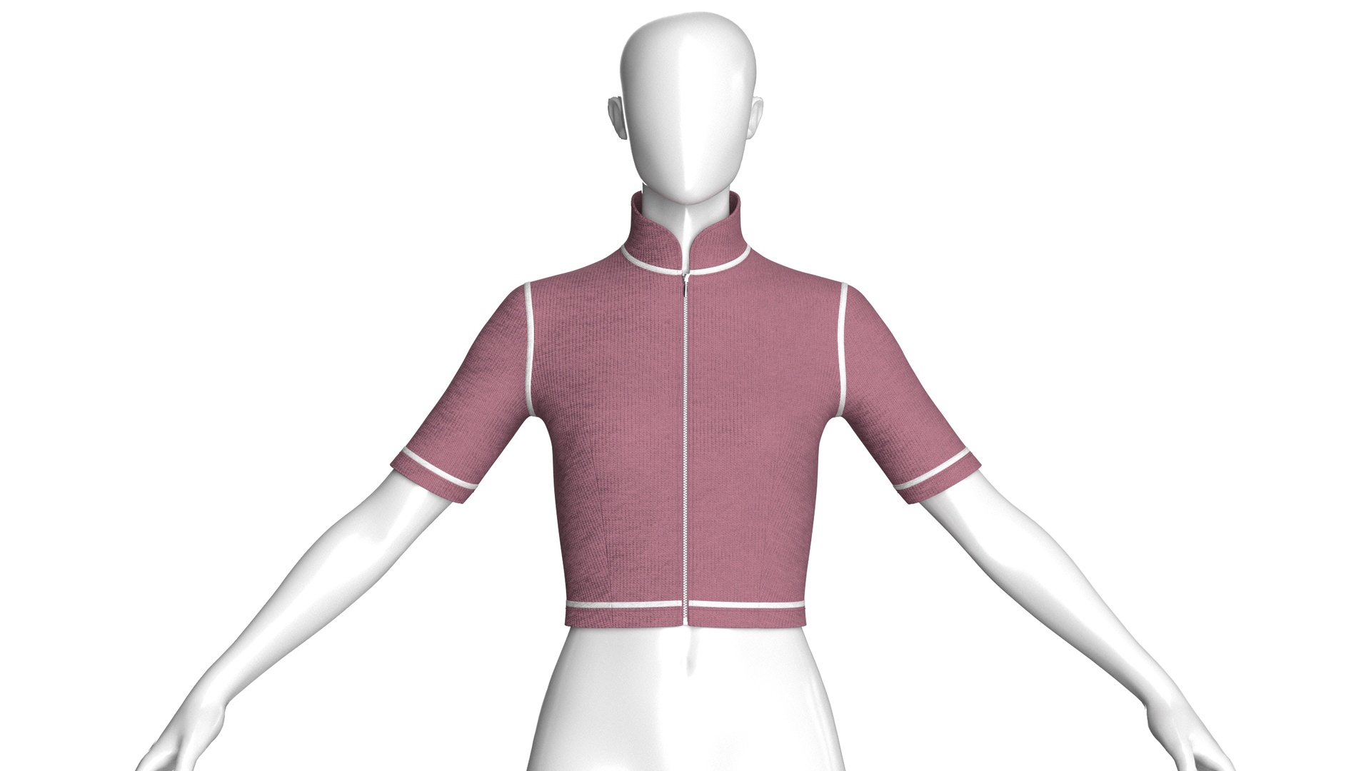 Media 1 for listing Girls Ribbed Zip - Crop Top | High Poly