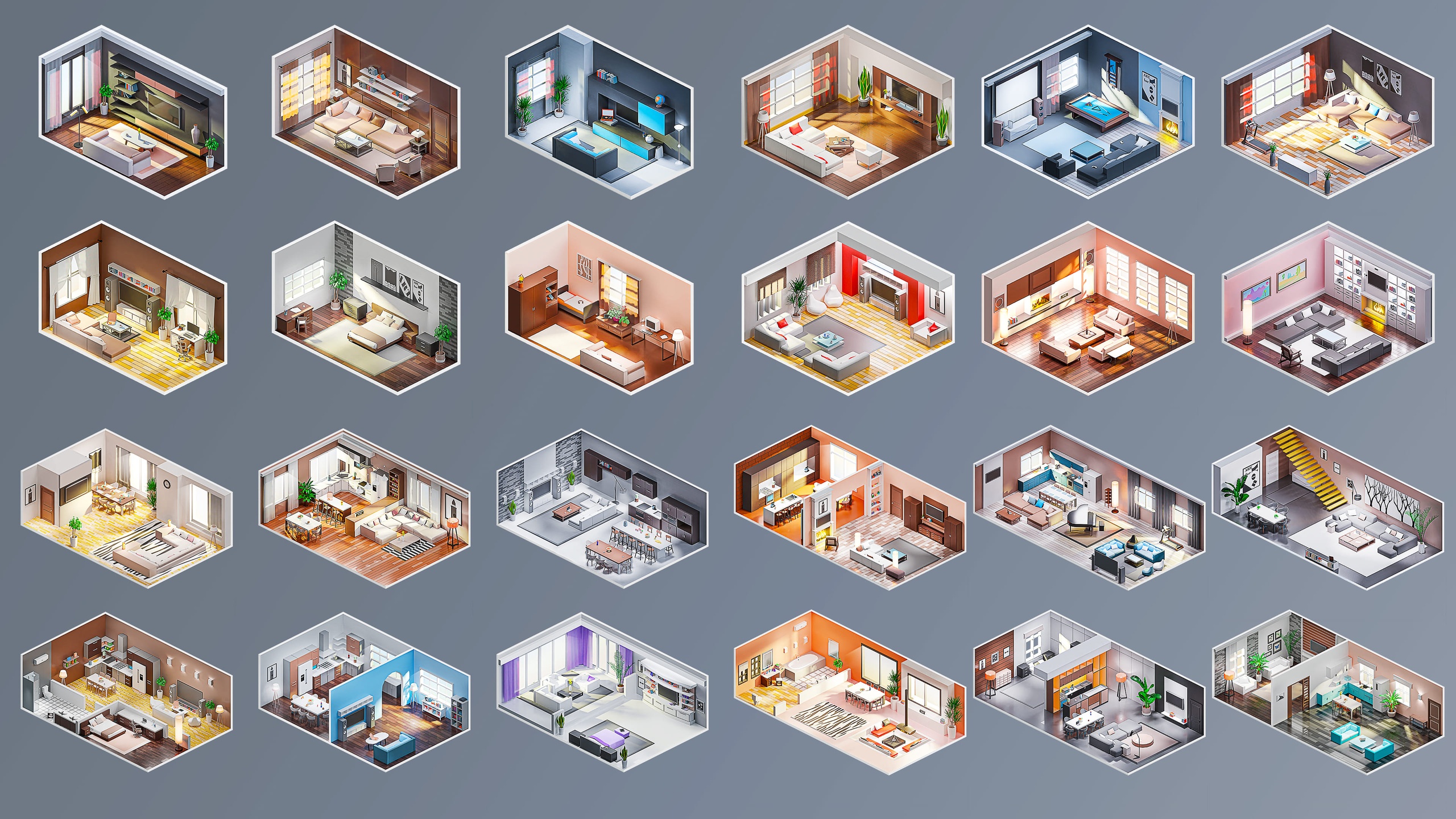 Media 1 for listing Interior 7 - Low Poly 3D Models Pack