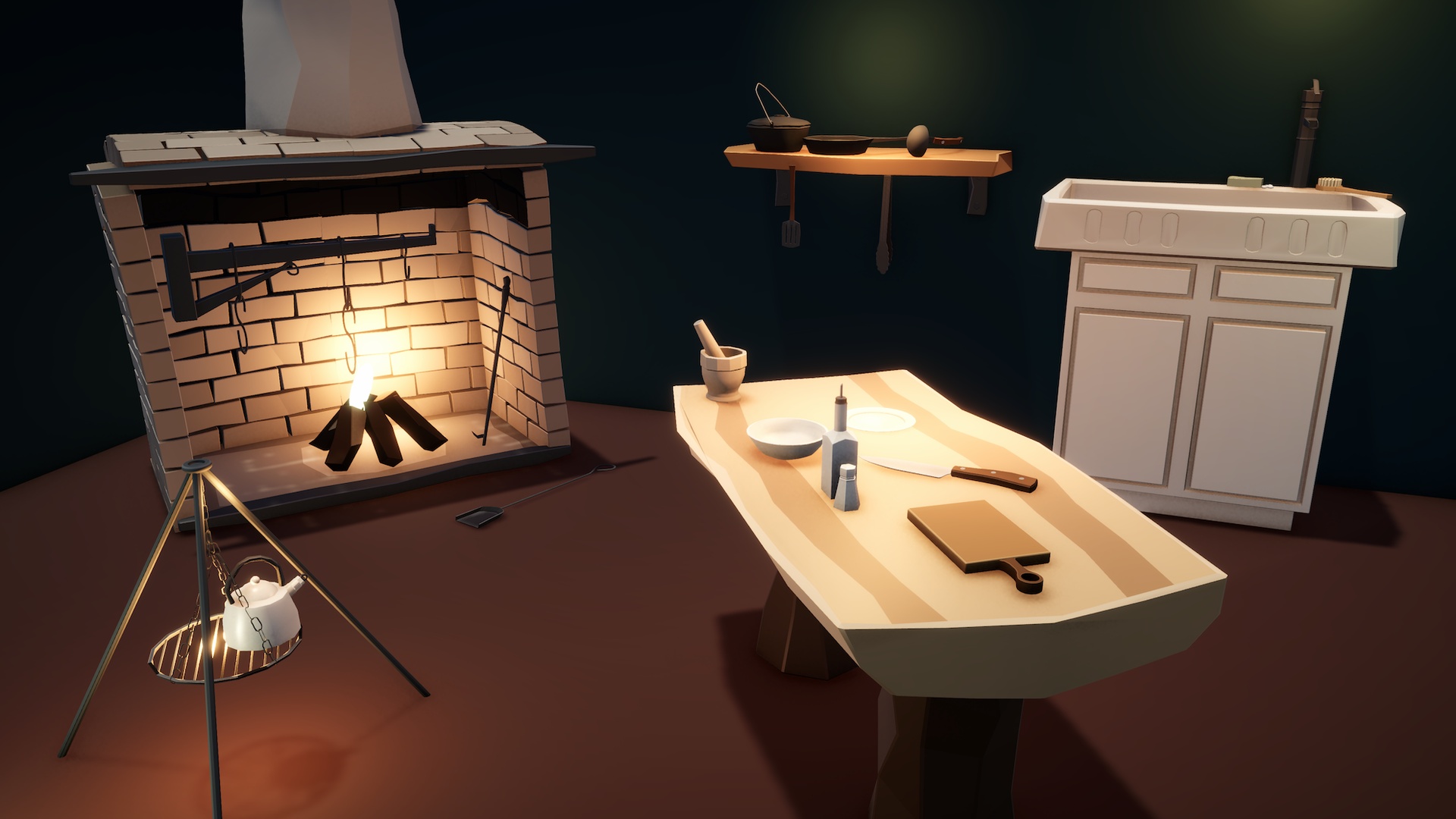 Media 1 for listing Stylized Fantasy Kitchen & Hearth Cooking Set (25 Props)