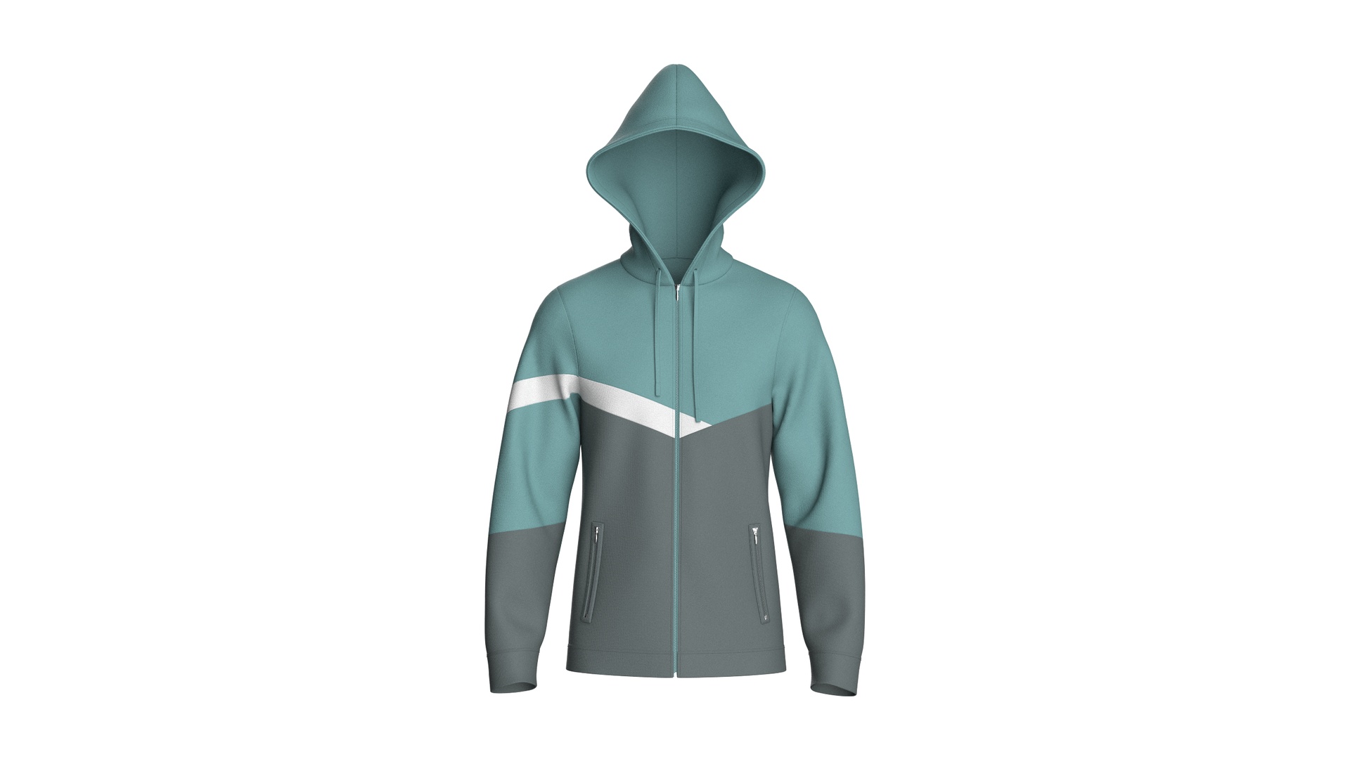 Media 1 for listing Men Color Block Full Zip Hoodie | High Poly