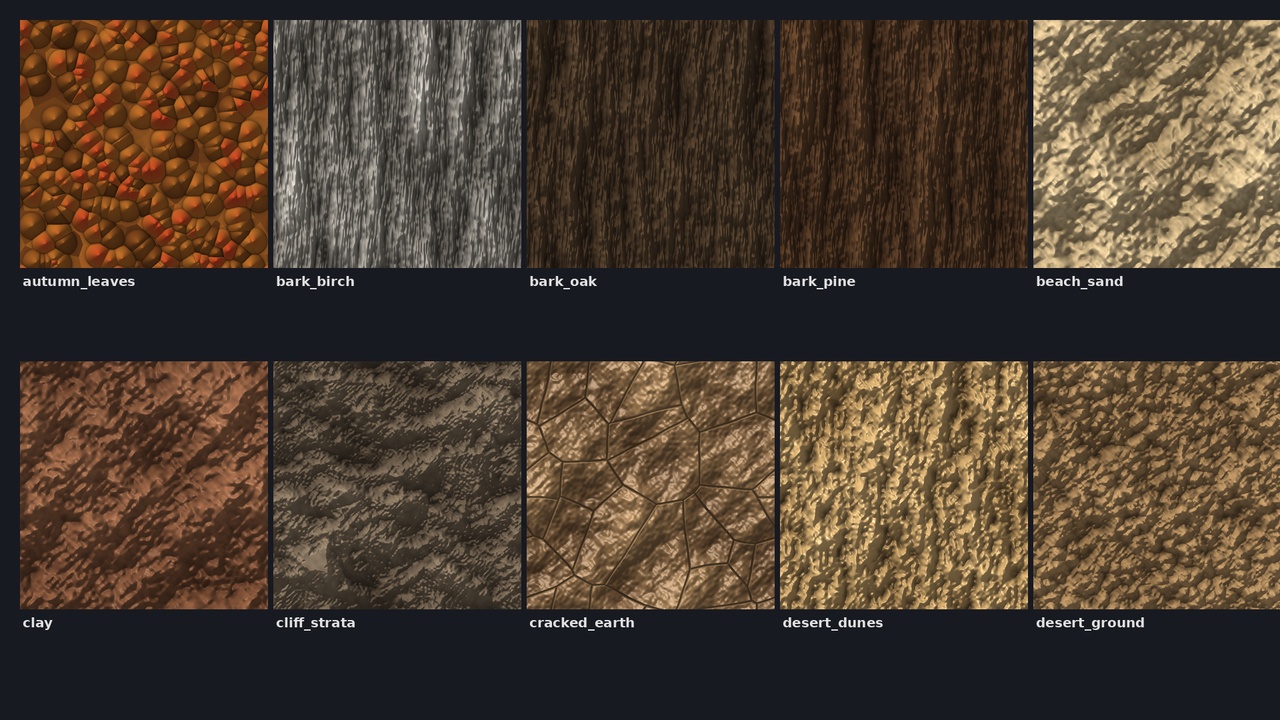 Media 1 for listing Nature & Terrain Materials Vol. 1 - 32 PBR Sets for Unity & Unreal
