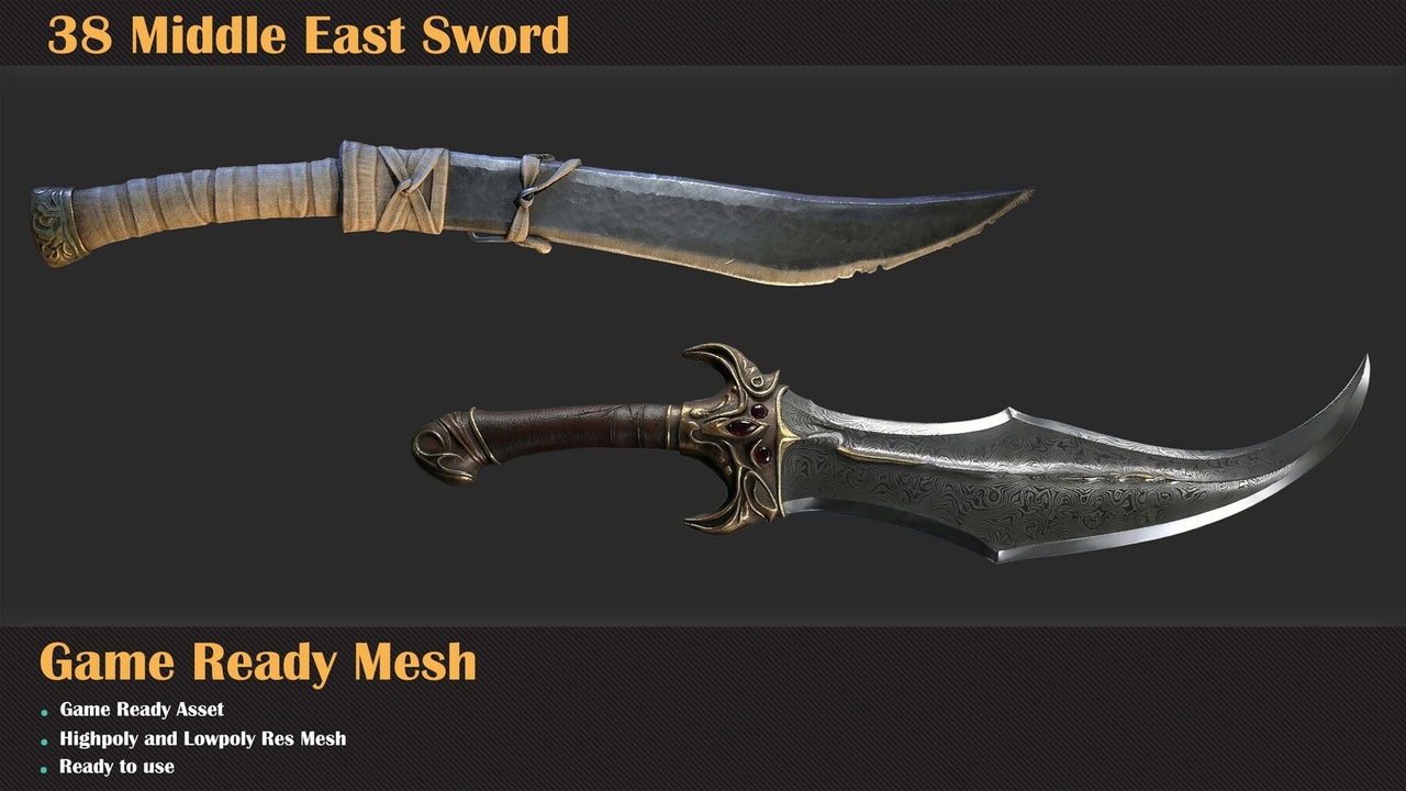 Media 1 for listing 38 Middle East Sword 3D Meshes - VOL 42
