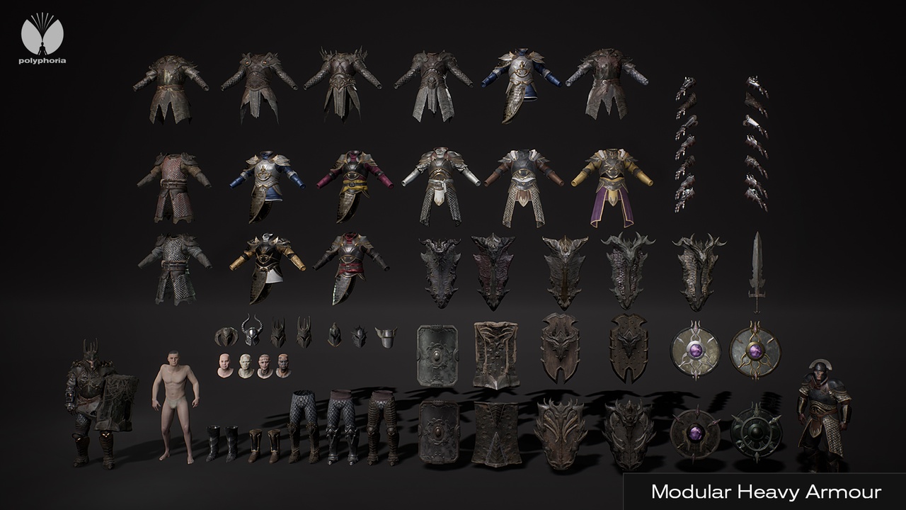 商品 Modular Heavy Armour - Dark Warrior Fantasy -  Metahuman 的媒体 1