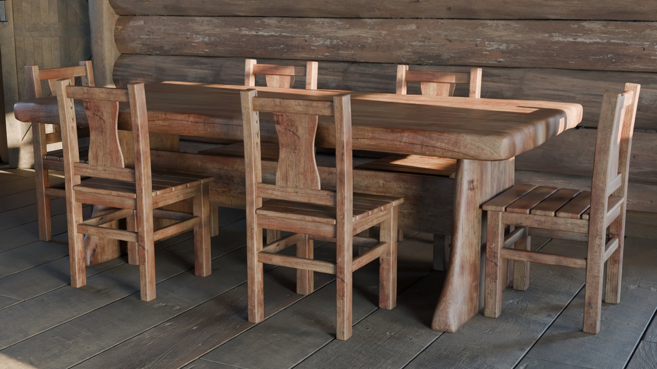 Mídia 1 do anúncio Rustic Dining Table with 6 Chairs - Country Furniture Set