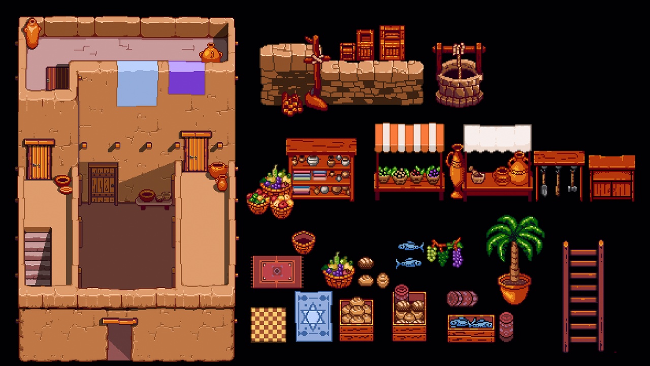 Media 1 for listing Ancient Galilee Village — Pixel Art 2.5D Asset Pack