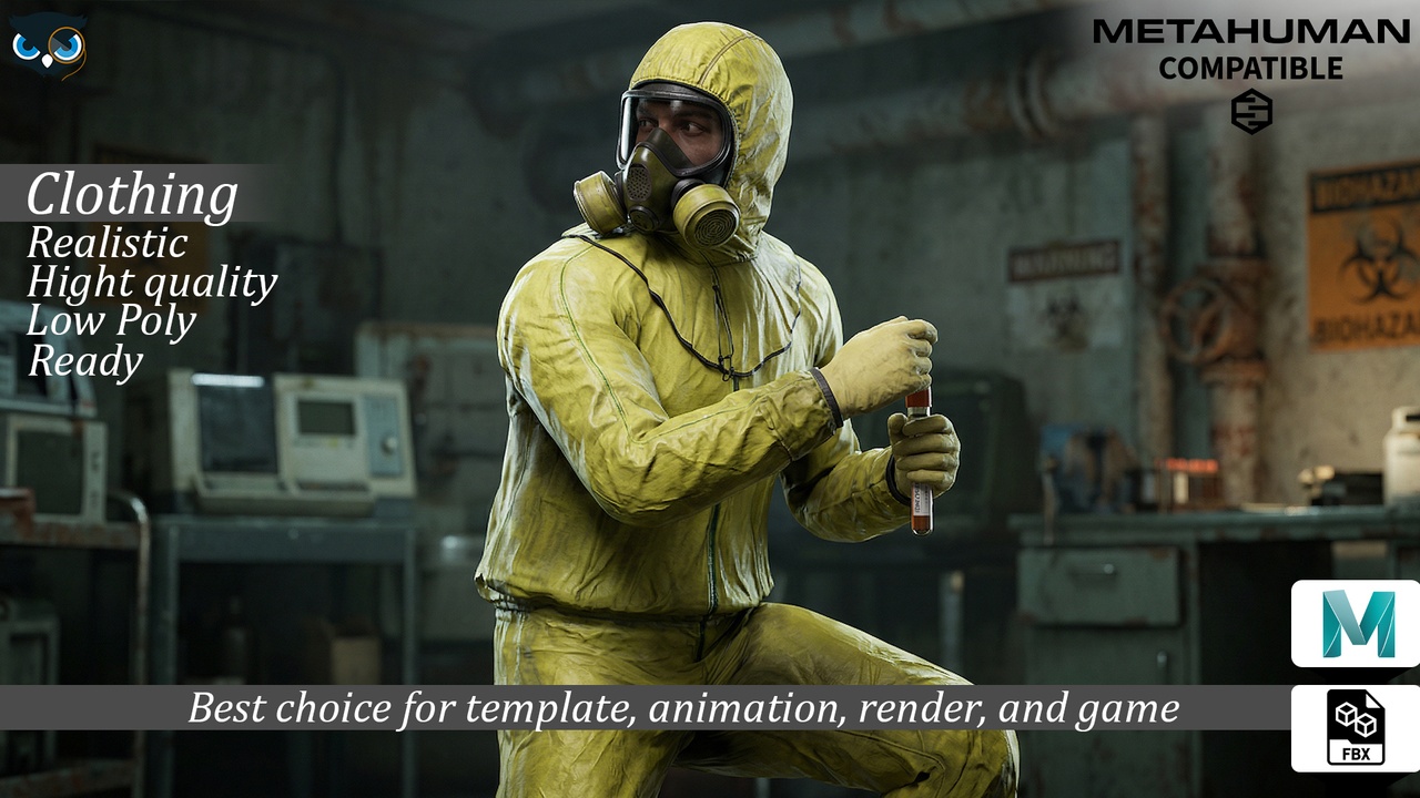 File multimediali per l'articolo Hazmat Suit Biohazard Protective Gear for MetaHuman compatible: 1