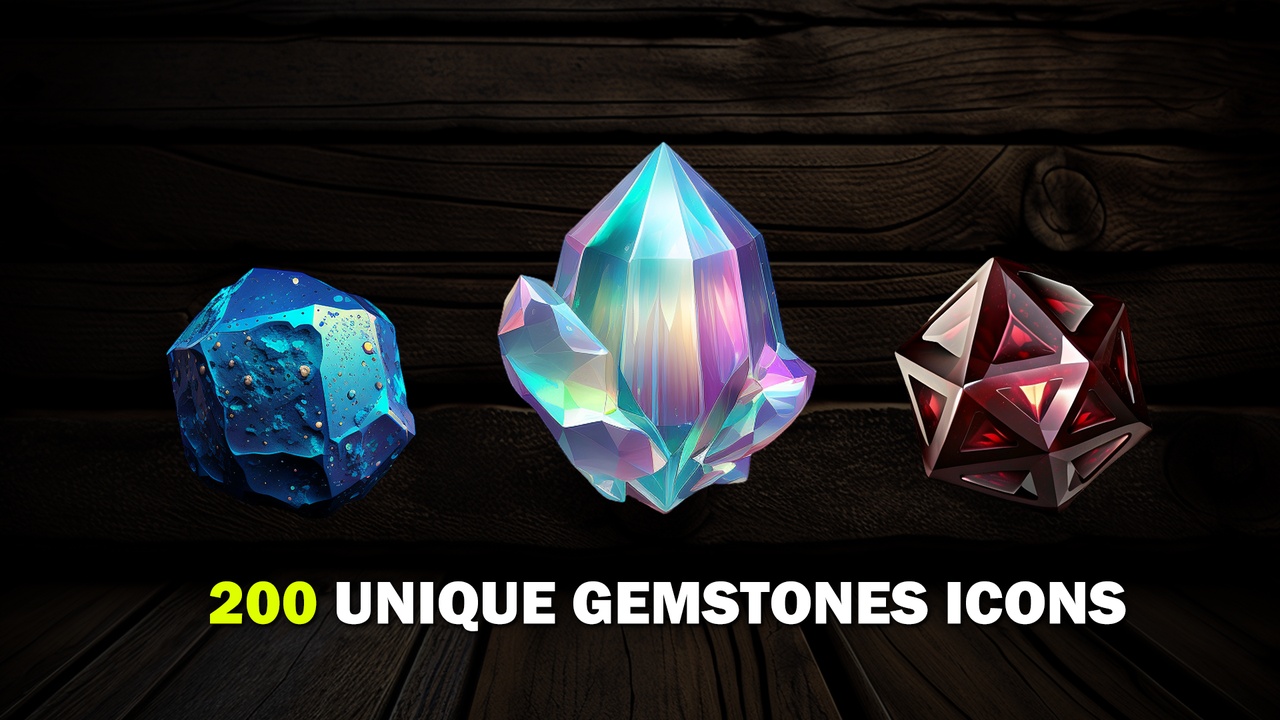 Media 1 for listing Pack of 200 gemstones game icons