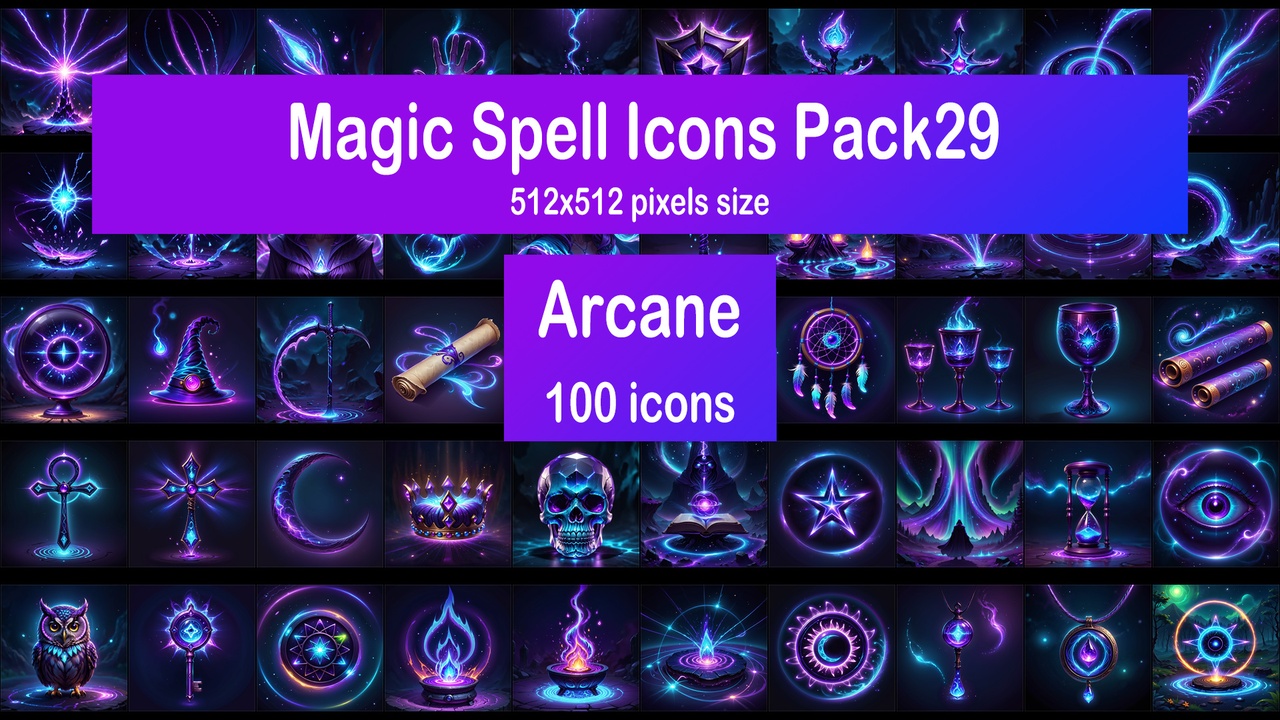 Media 1 for listing Magic Spell Icons Pack29 - Arcane