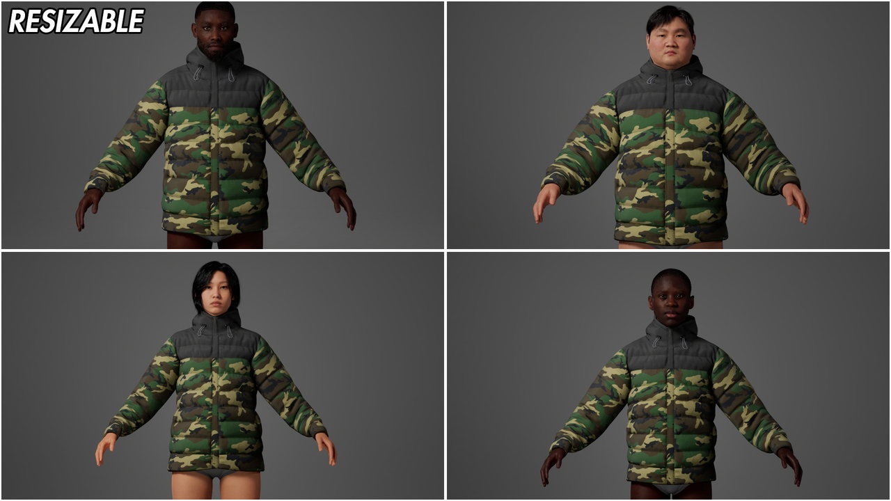 Media 1 for listing Casual Puffer Jacket Recolorable & Customizable Pattern