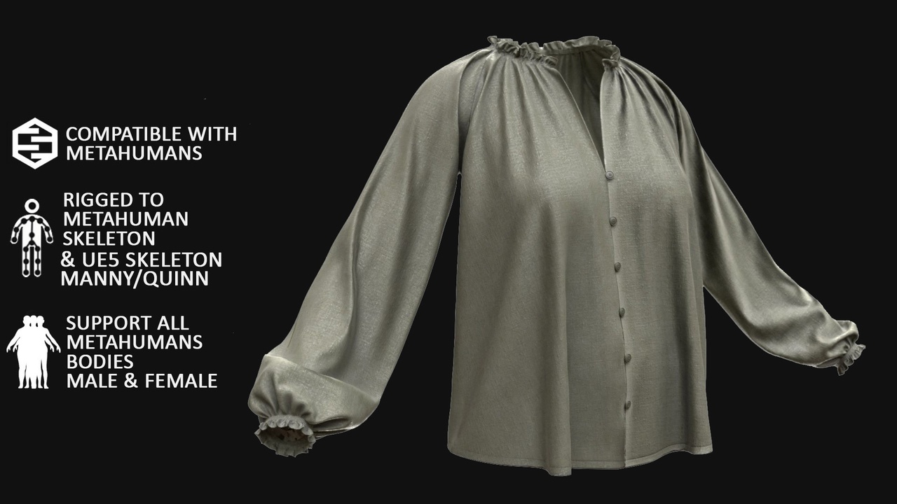 Media 1 for listing Blouse MetaHuman, Rigged 3D Model 61 — UE5 Manny & Quinn