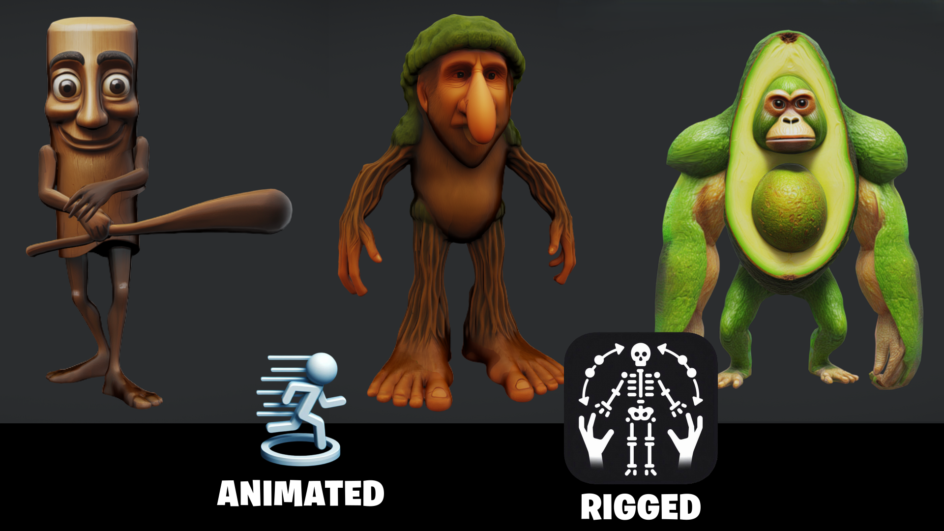 Brainrot Pack - 3 Characters [Animated](Tung Sahur, Brr Patapim ...