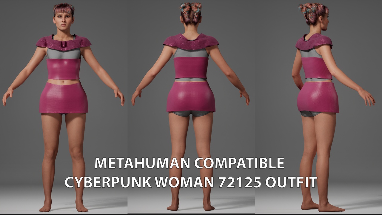 Media 1 for listing MetaHuman Compatible Cyberpunk Woman 72125 Outfit