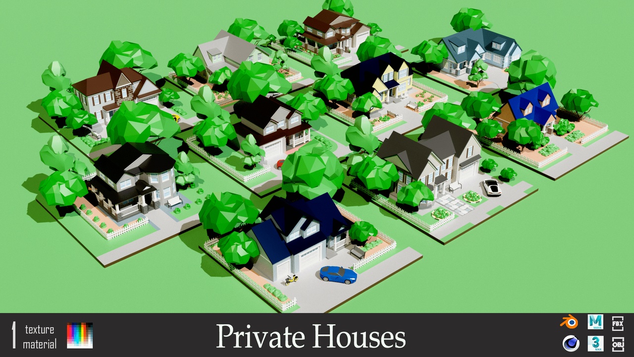 Cartoon private houses- Low-poly asset pack 제품 등록을 위한 미디어 1개