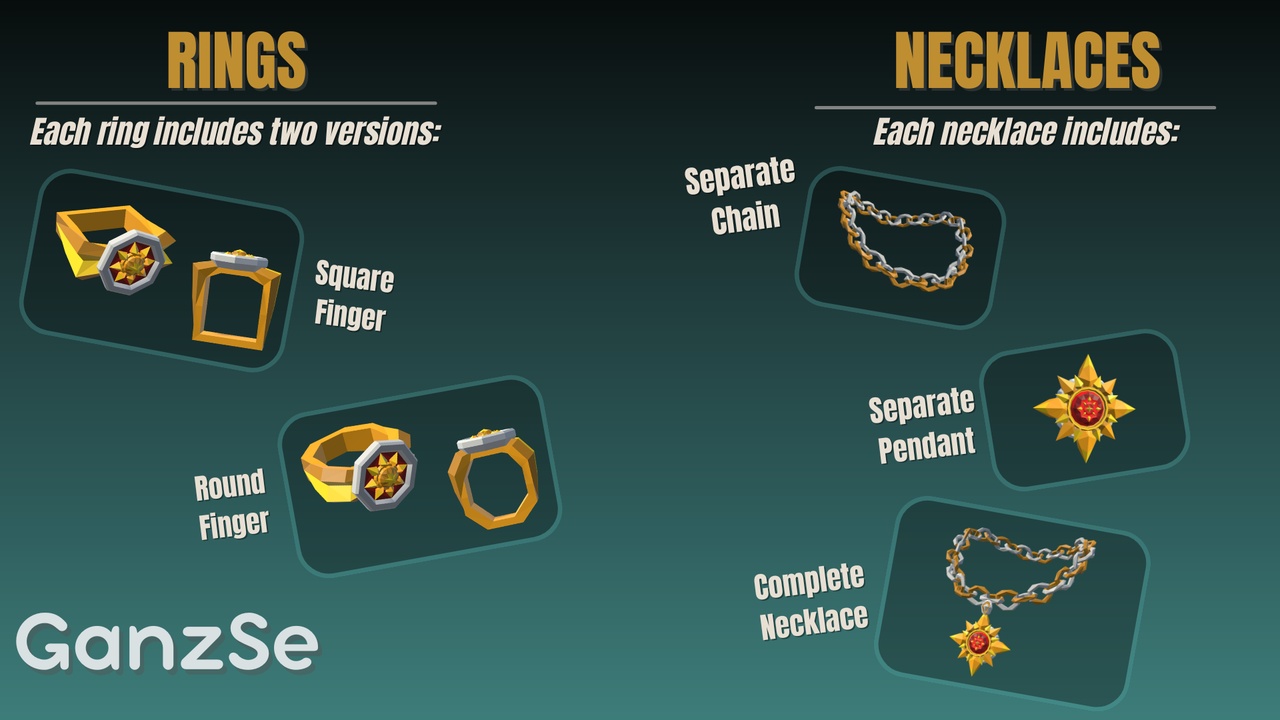 Media 1 for listing GanzSe Jewelry - Fantasy Low Poly Pack