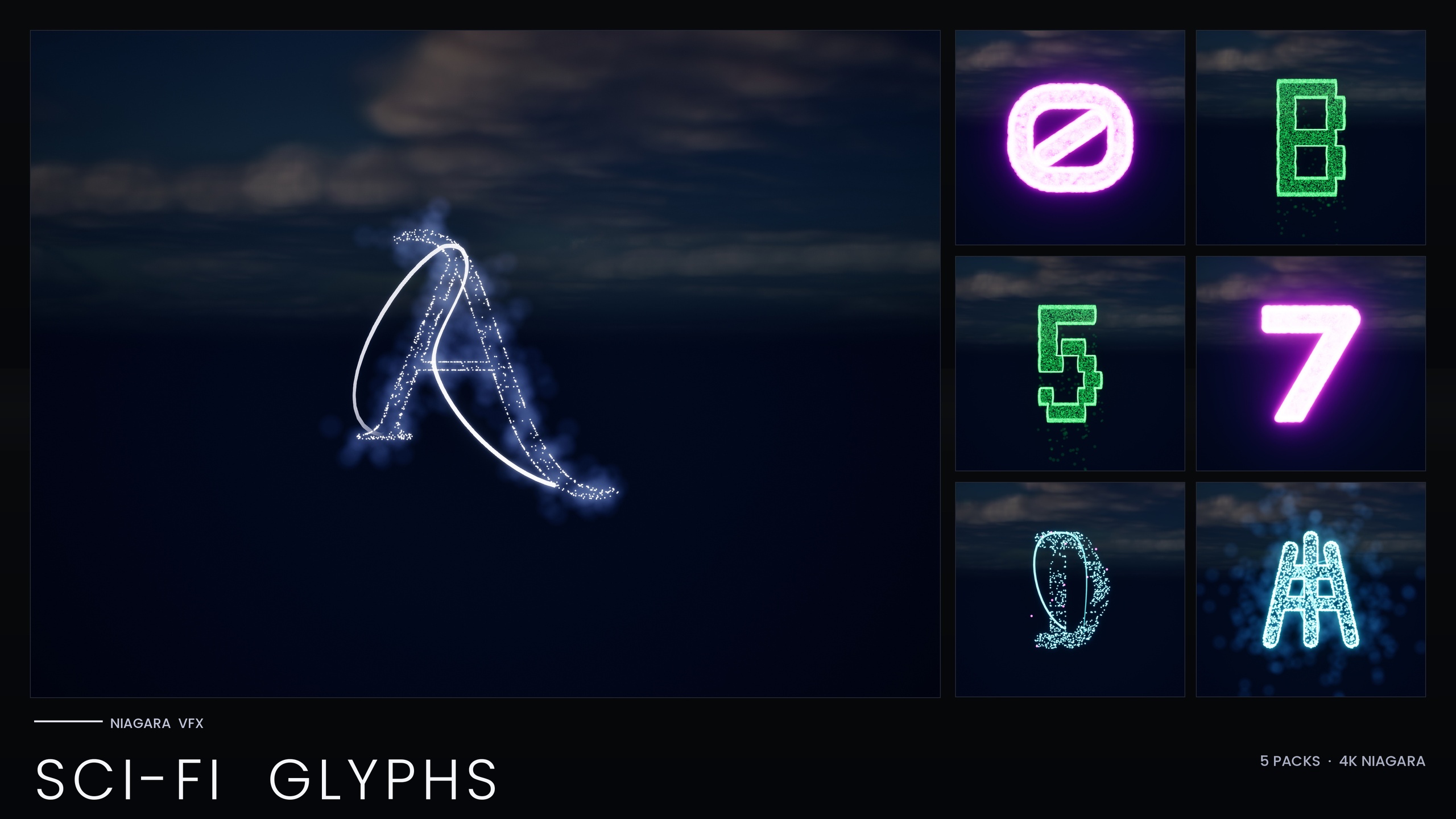 الوسائط 1 للقائمة Niagara SciFi Glyphs Bundle