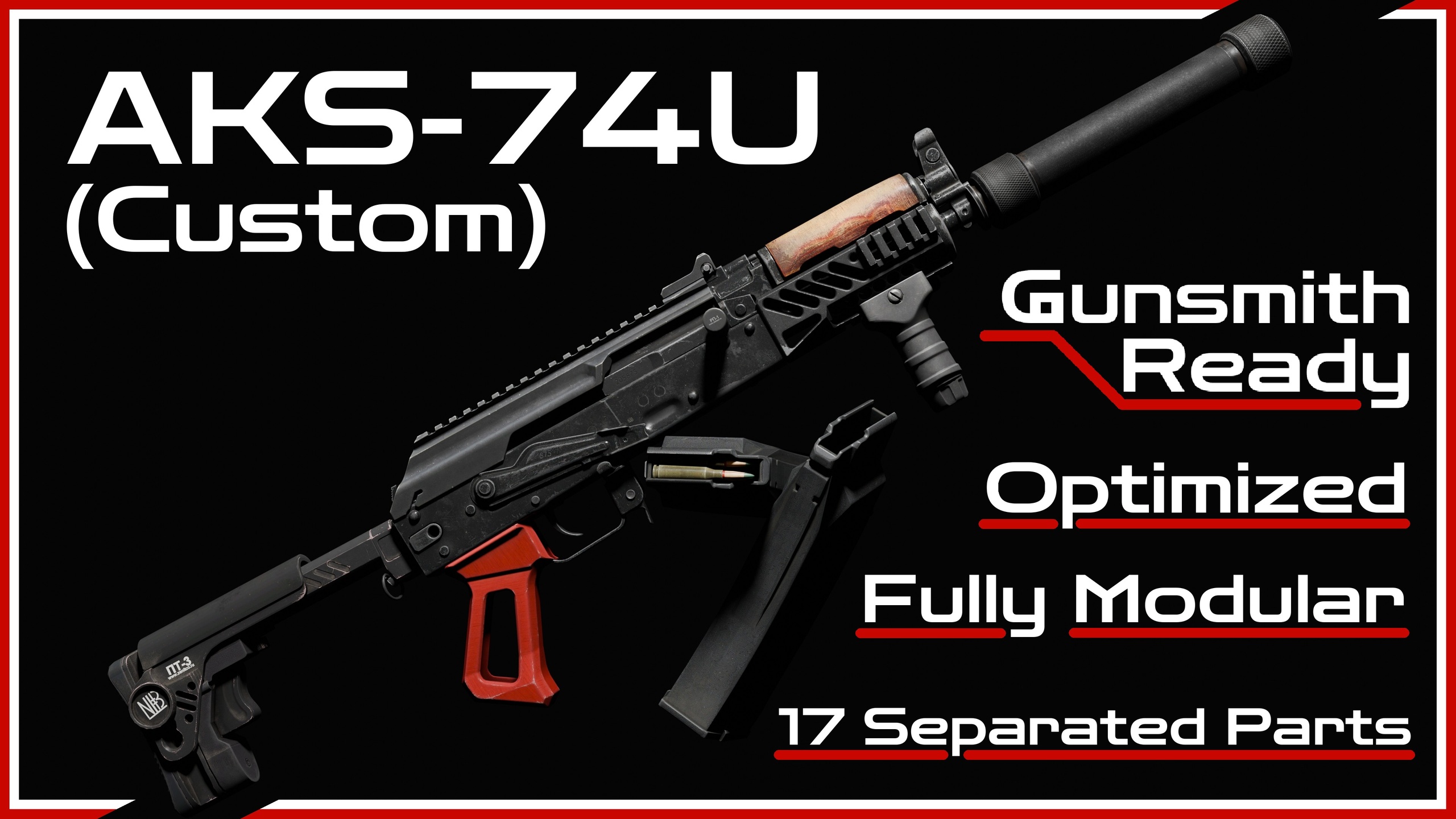Media 1 for listing AKS-74U Assault Carbine | Modular Krinkov | Low Poly | FPS/TPS
