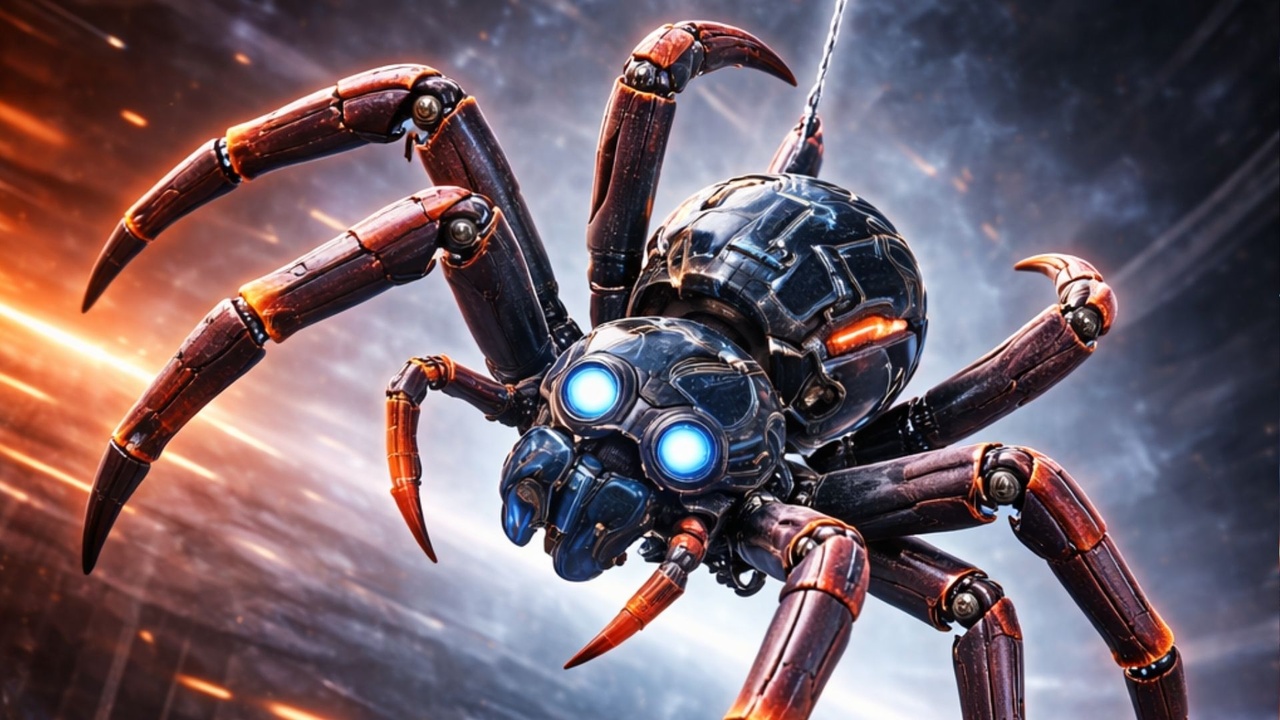 Media 1 for listing Rigged Cyber Spider 3D Model | Animated Sci-Fi Mech Spider Asset