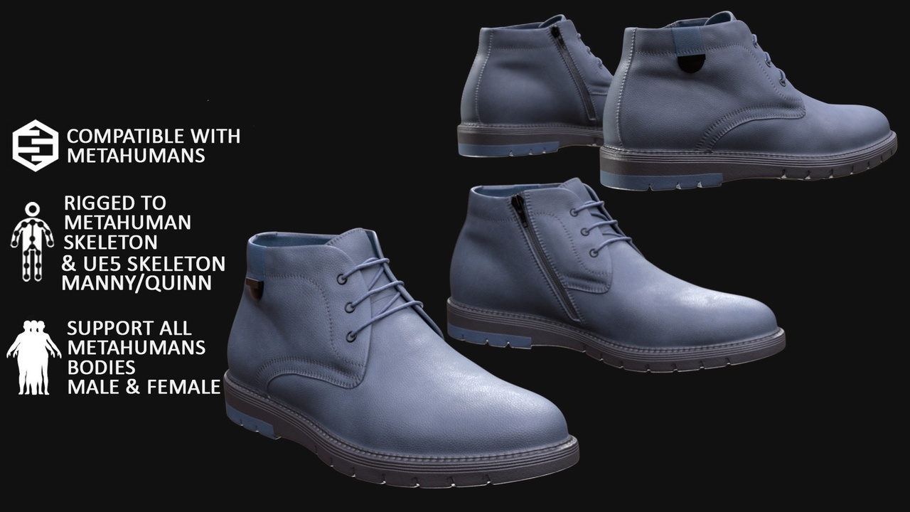出品3D Shoes Model For Metahuman 78 - All MH Bodies & UE5 Skeletons - Riggedのメディア1