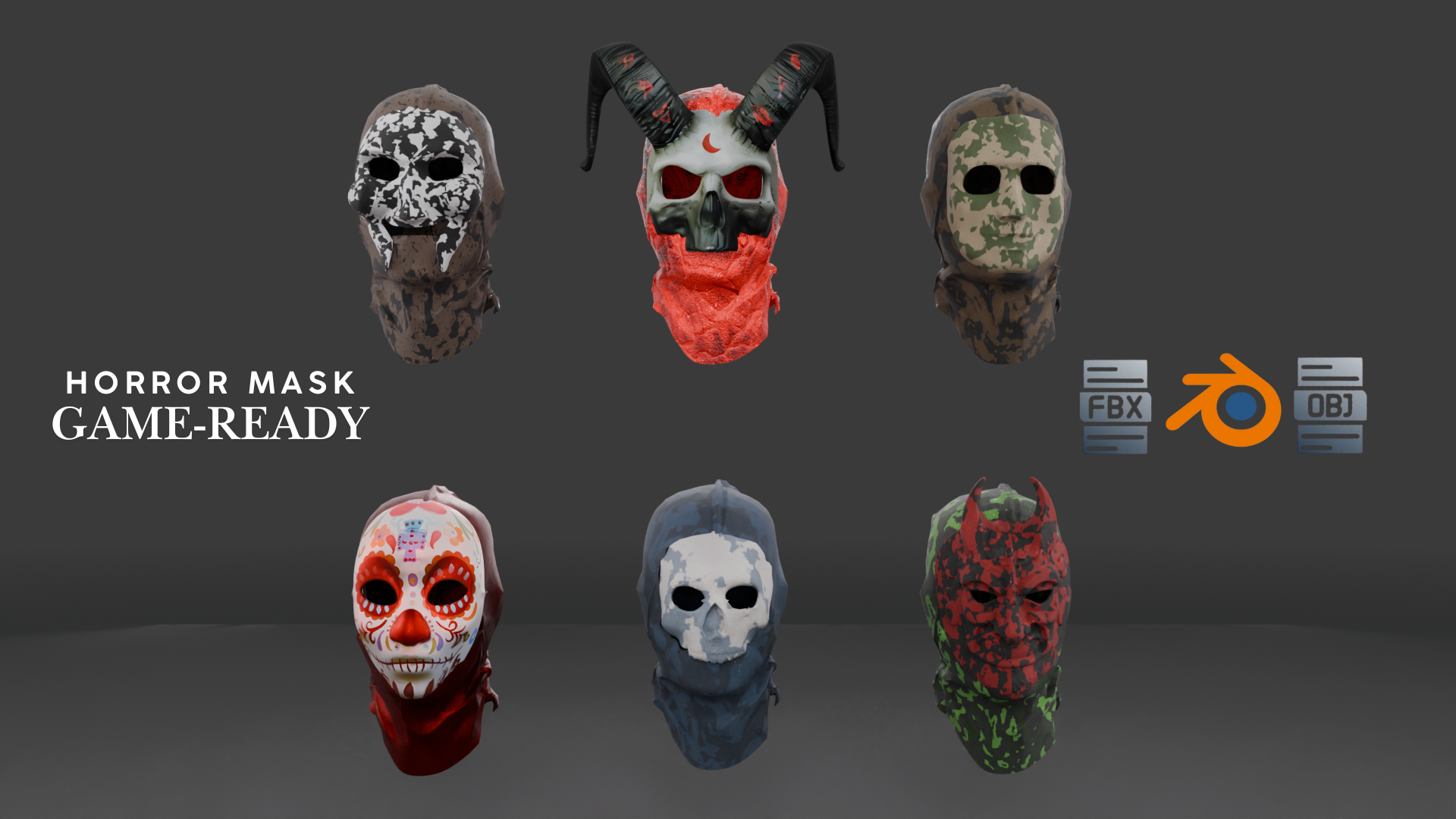 Nightmare Face Collection – Pack of 6 Horror Masks (Game-Ready) | Fab