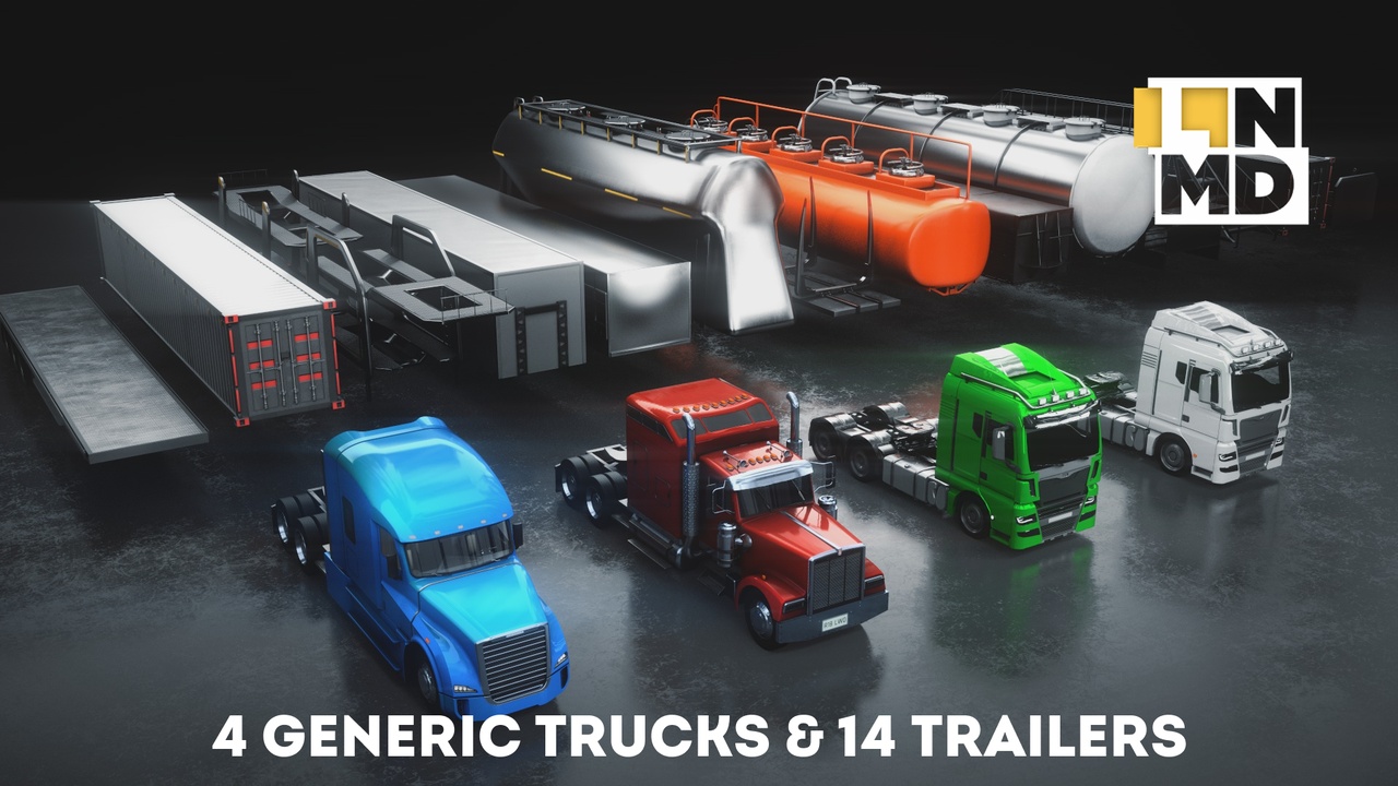 Media 1 for listing MEGA TRUCKS & TRAILERS 3D PACK - 4 TRUCKS, 14 TRAILERS