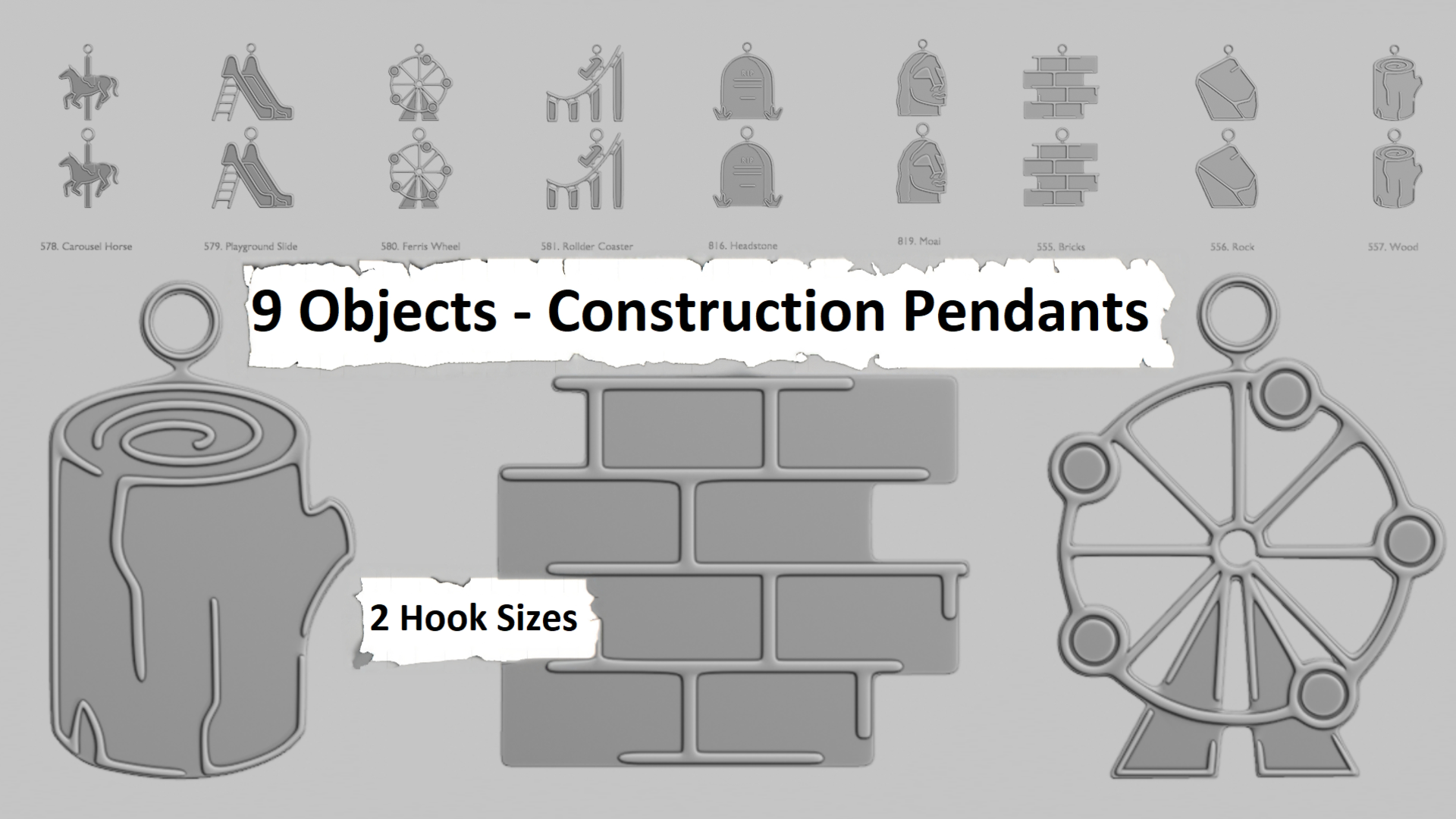 Metal Ding Set Construct 🏗️ Construction – Objects Pendant Pack | Fab