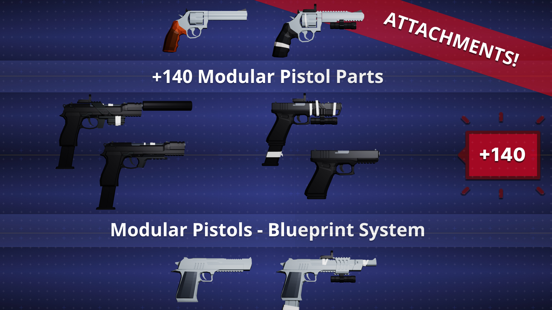 Customizable Modular Pistol Weapon Asset Pack v1.0 | Fab