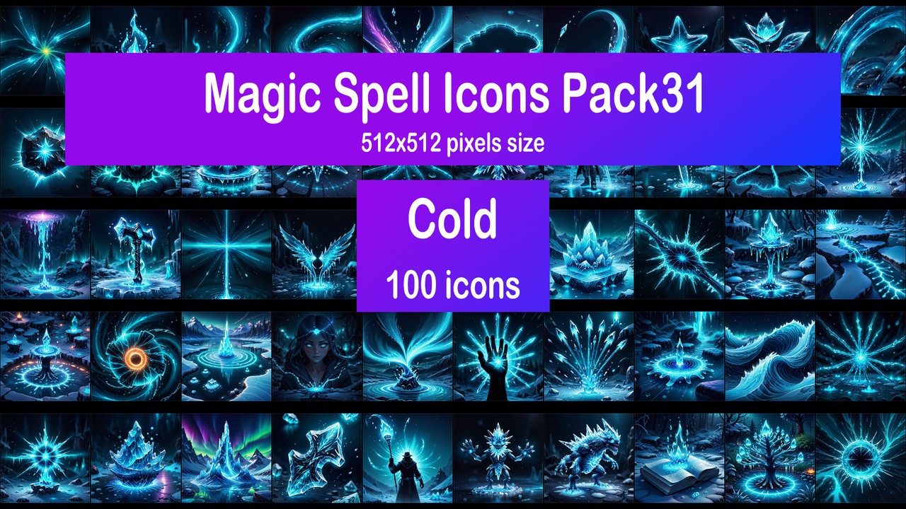 Media 1 for listing Magic Spell Icons Pack31 - Cold
