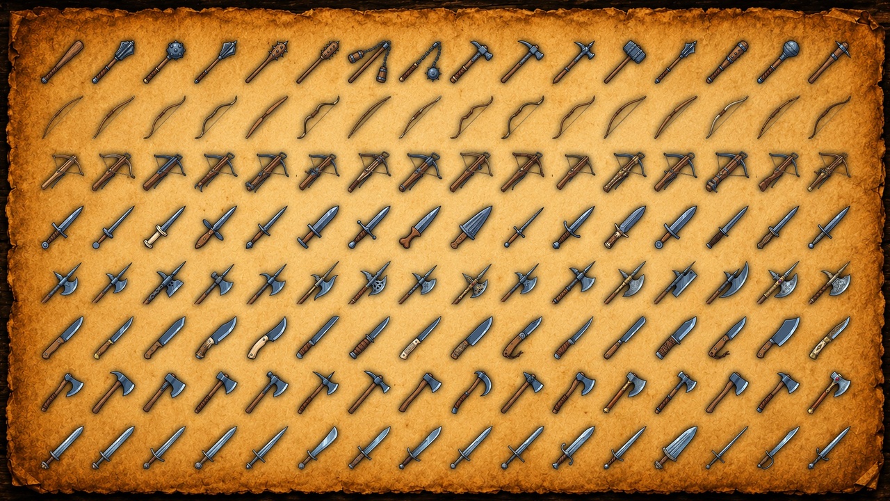 Media 1 for listing 500+ Medieval Weapons, Armor & Shields Icons - 2D Game Icon Pack