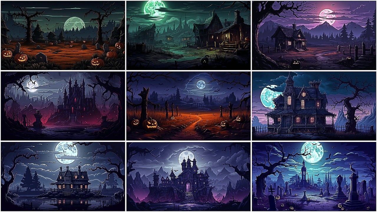 Media 1 for listing BACKGROUND - Pixel Halloween 1